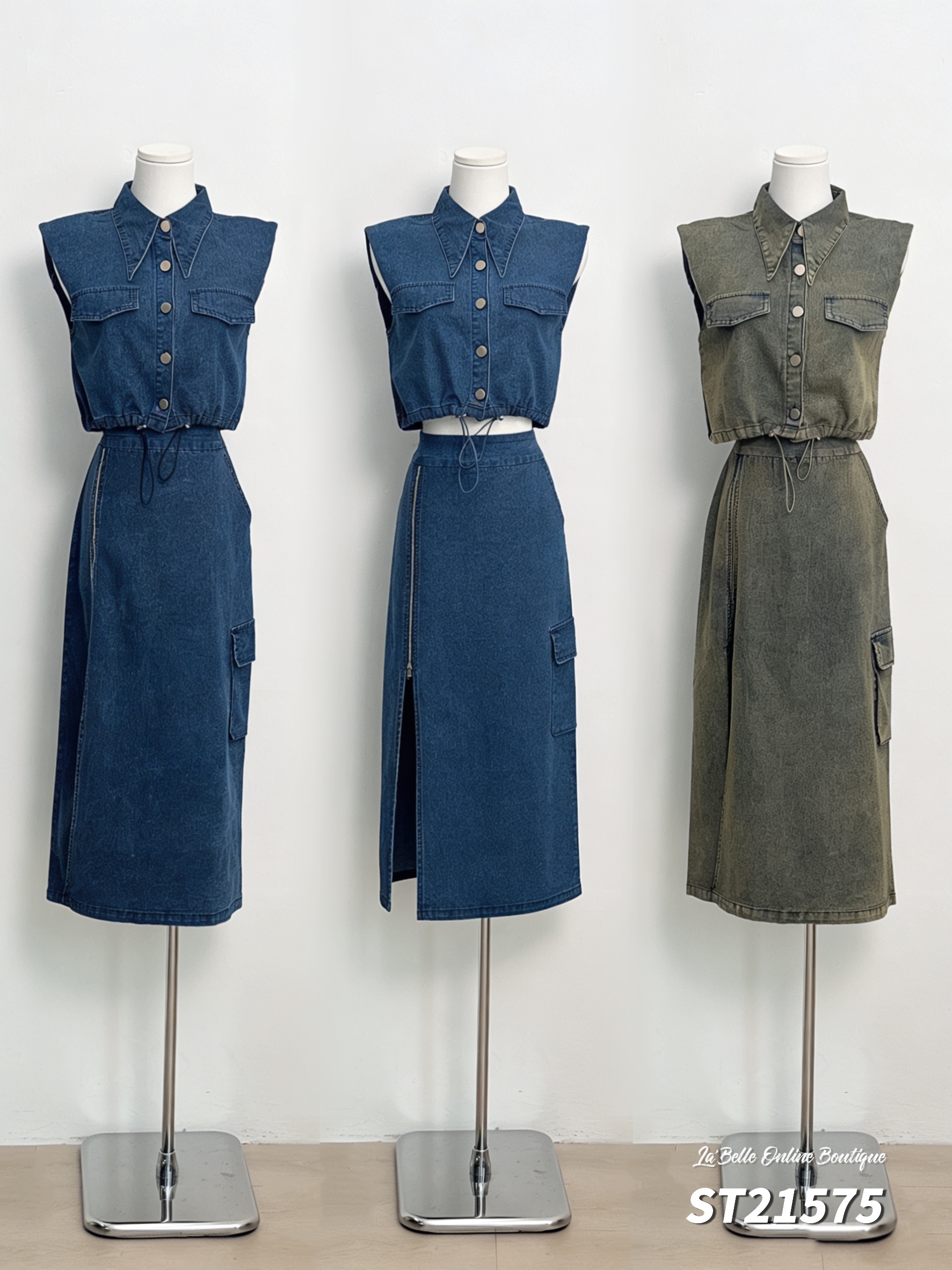 英伦风街头牛仔两件套 (ST21575)