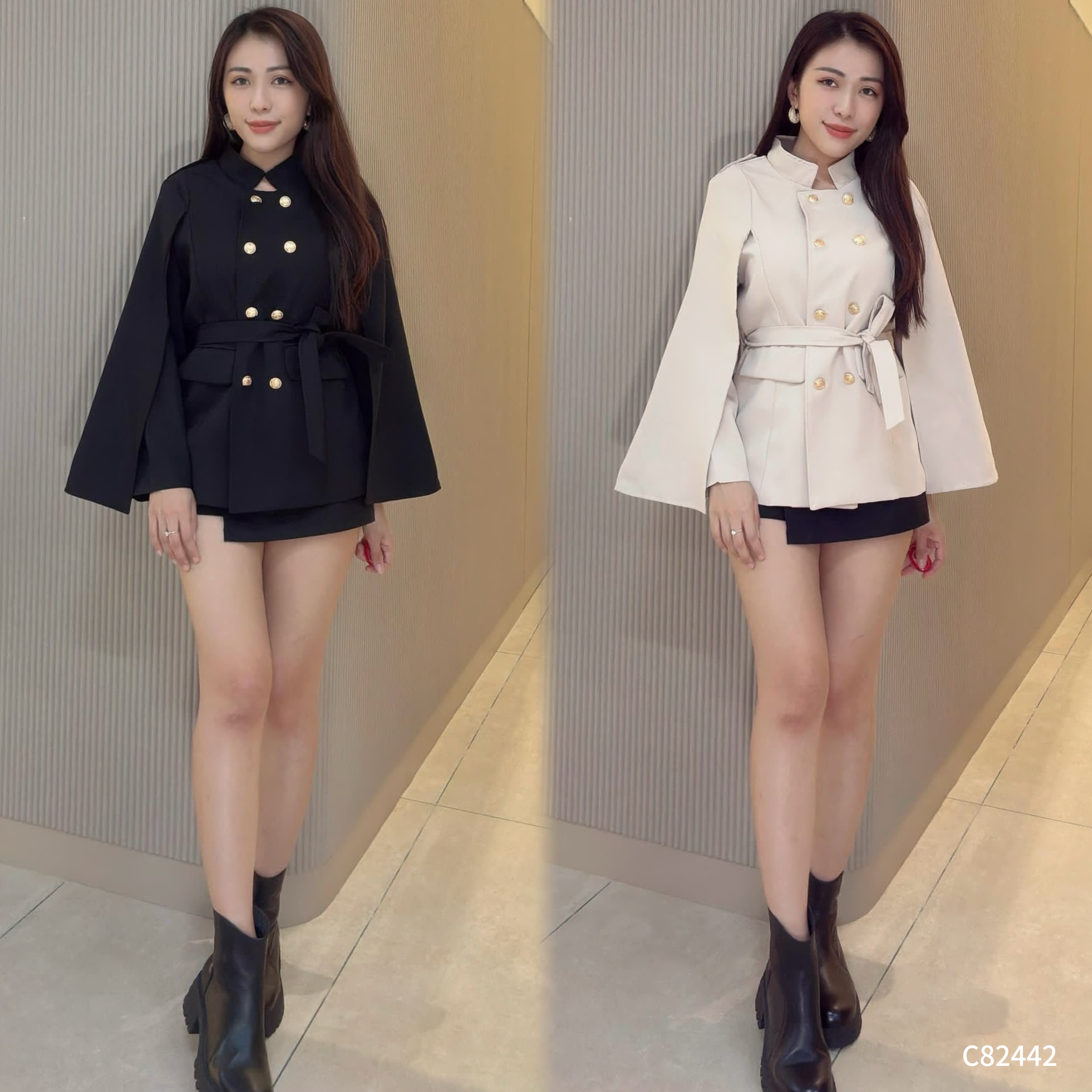 英伦风宽松披肩斗篷外套 (C82442)