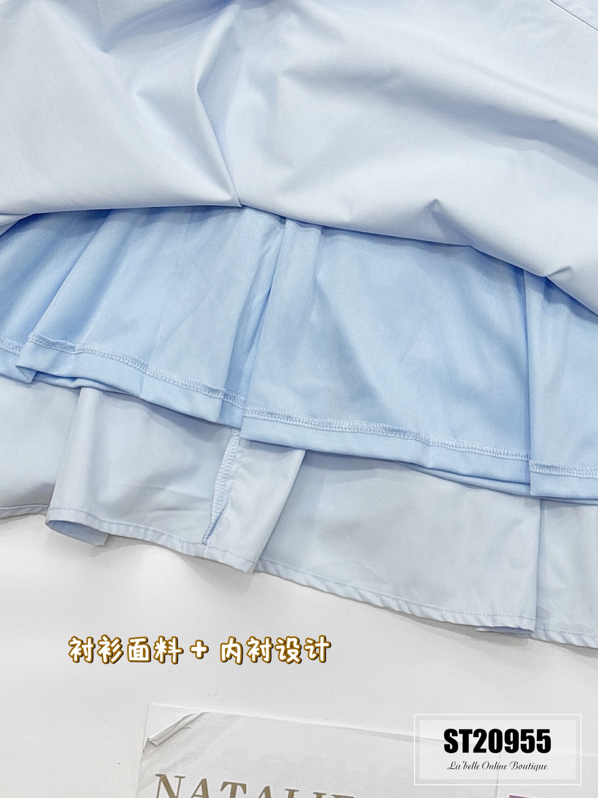 大V领褶皱按钮设计连身裙 (ST20955)