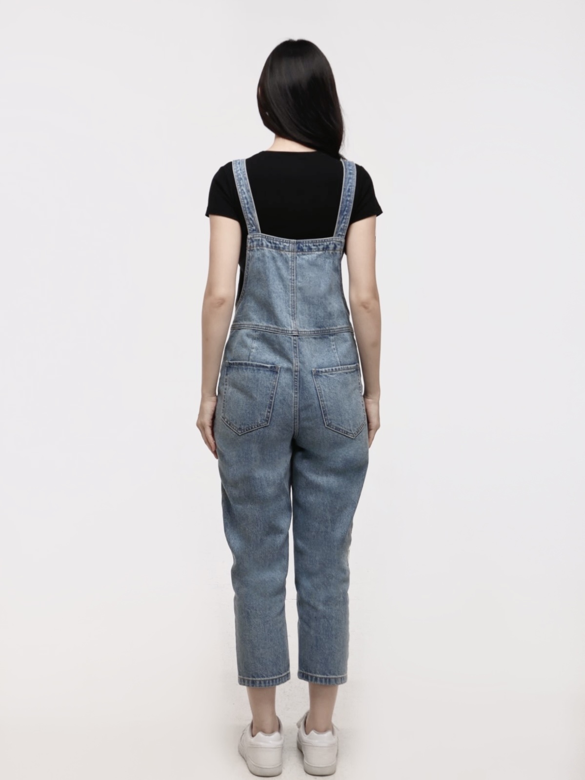 High Waist Denim Wide Leg Jumpsuit  (YS30138)