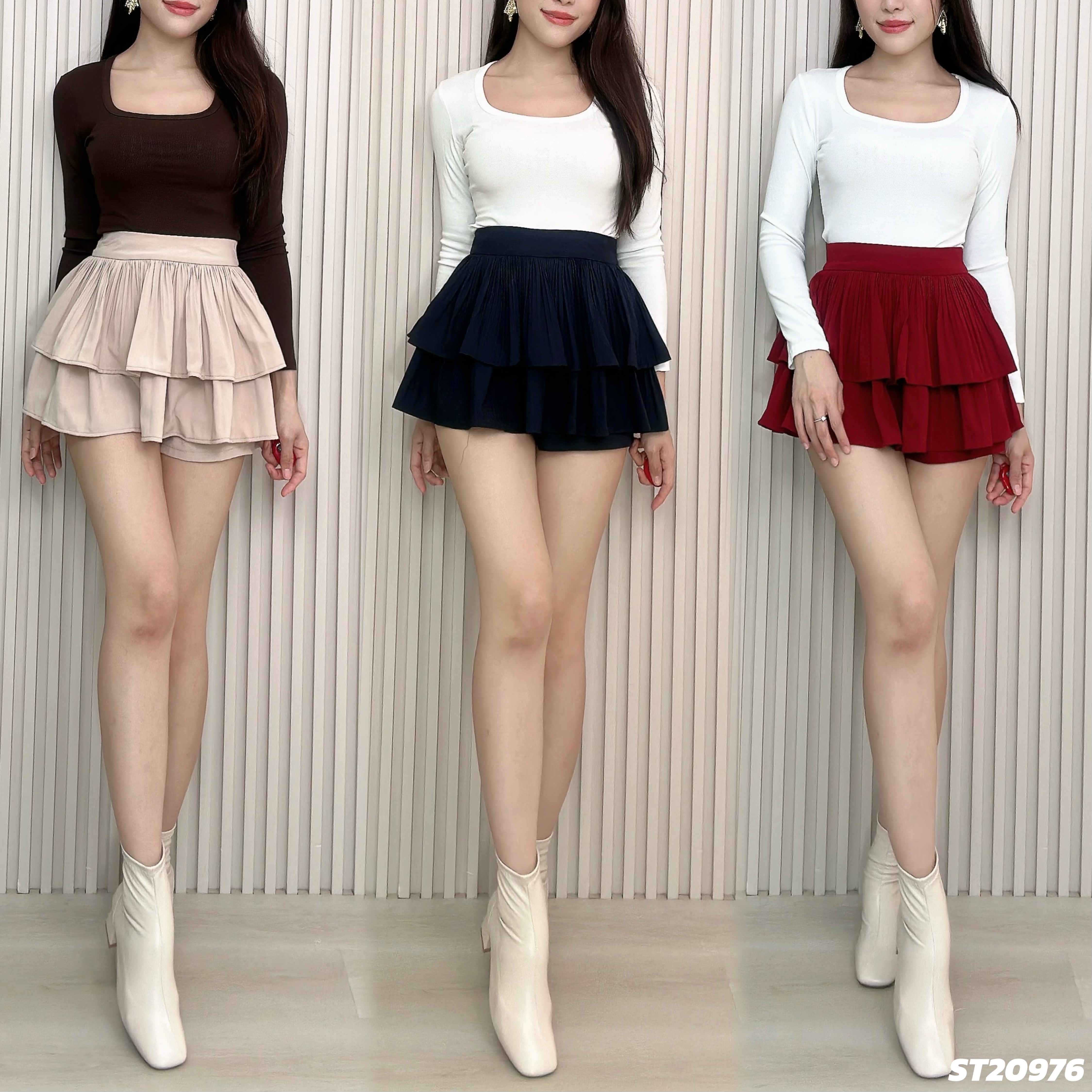 【LBP独家】法式百褶蛋糕裤裙 (ST20976)