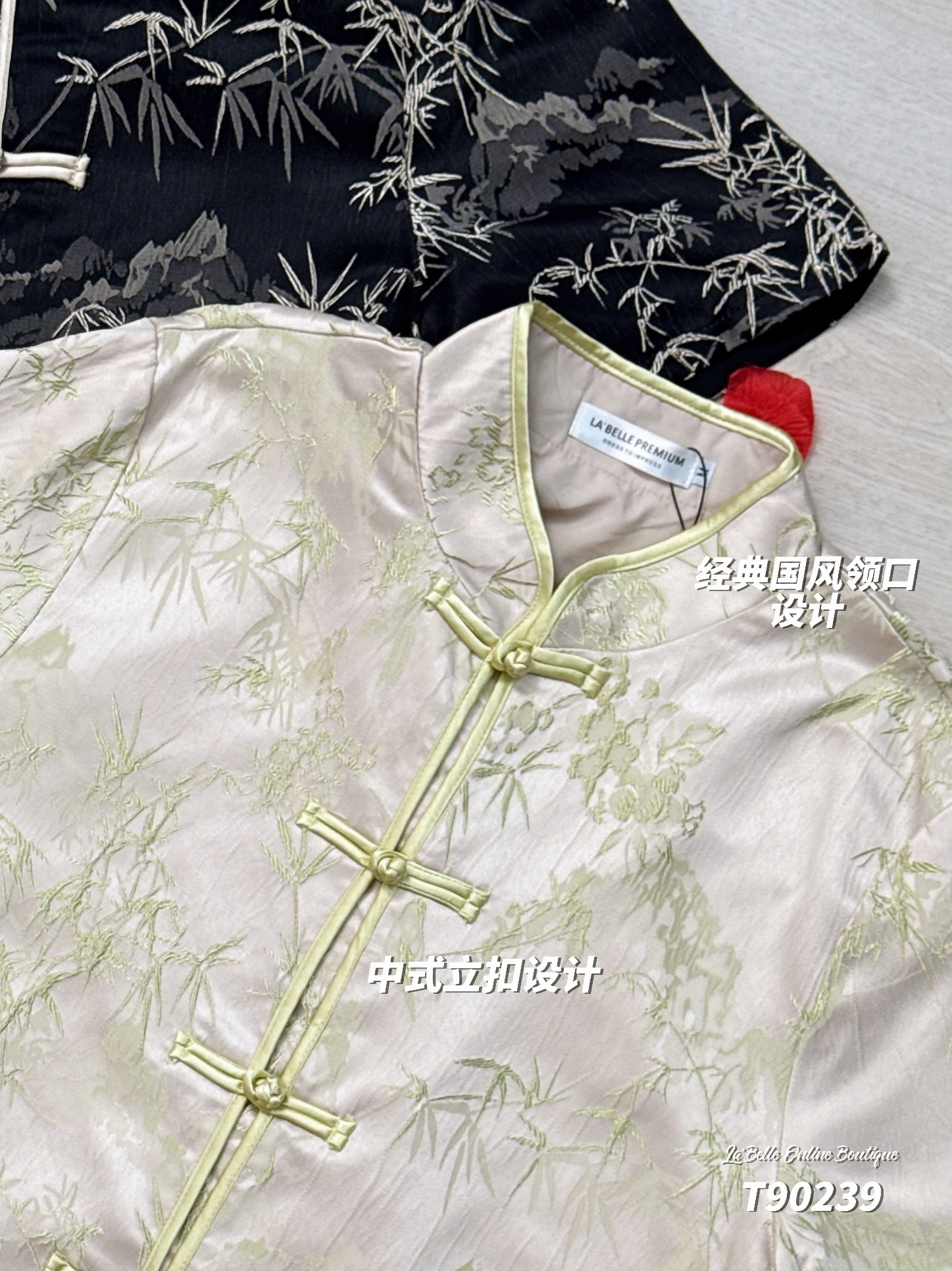 【LBP GXFC 独家新年系列 - 金光叶影】新中式国风盘扣立领设计唐装上衣 (T90239)-La'Belle Fashion Boutique Sdn Bhd