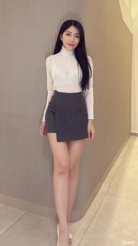 OL假两件设计包臀高腰裤裙 (S6489)