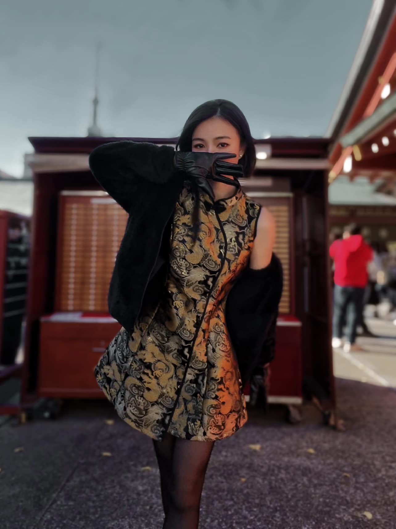 【LBP独家】复古明朝龙纹设计改良版旗袍连身裙（ST20552）