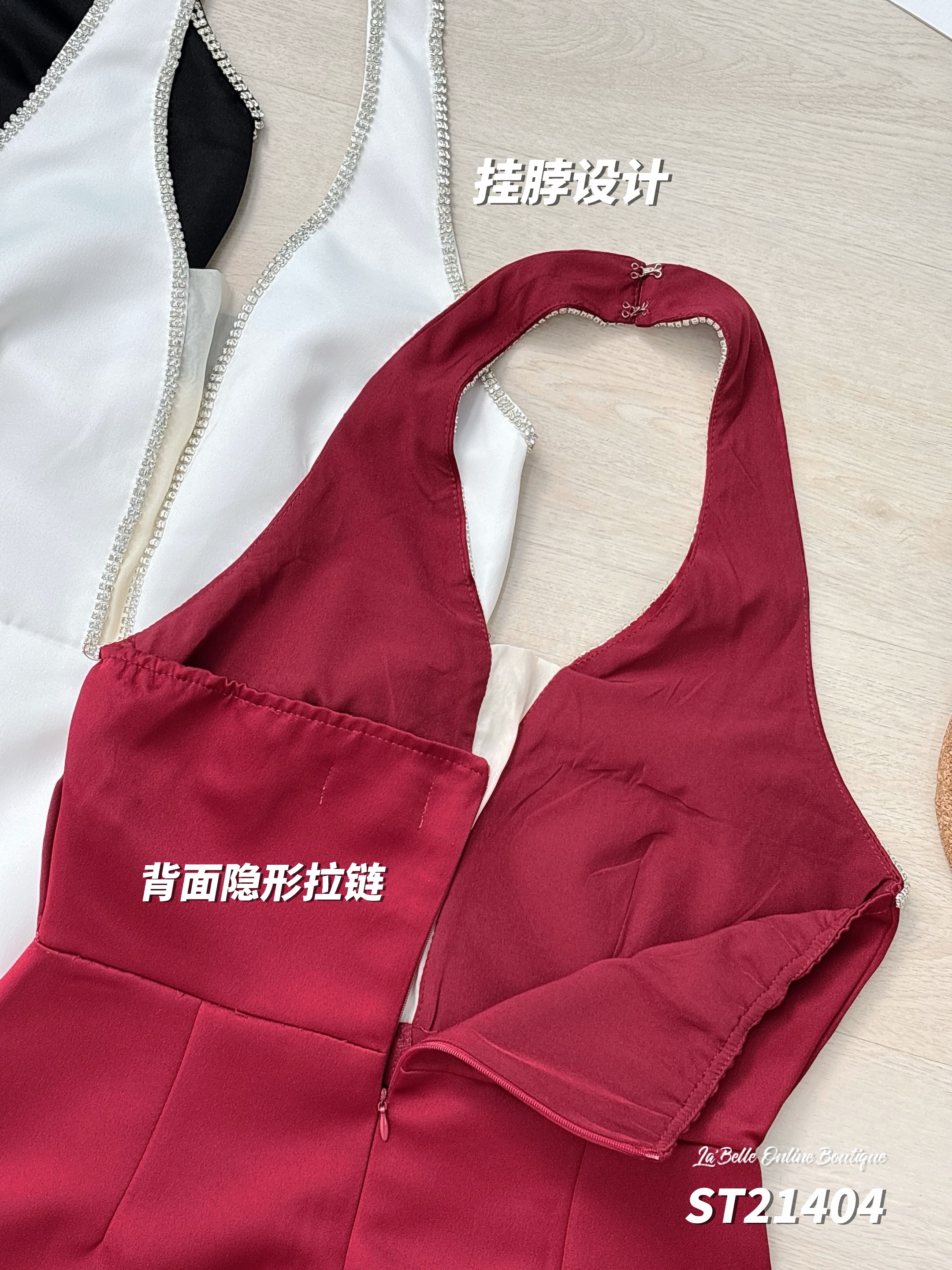 【LBP独家】复古性感露背挂脖连身裤裙 (ST21404)