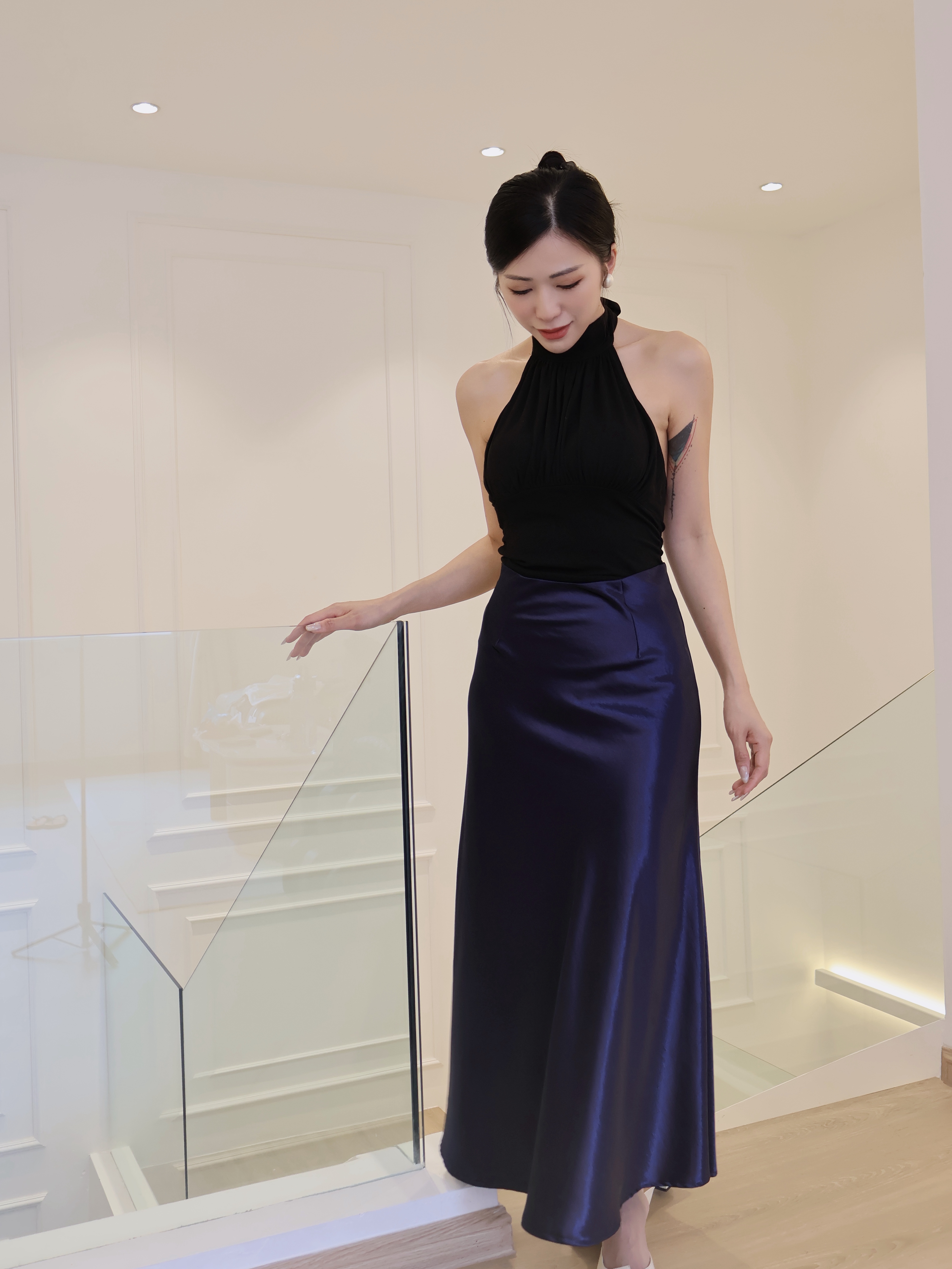 【花曼缎梦】【下身裙】【LBP独家新年系列】 气质显瘦A字高腰半身裙 (ST21597)