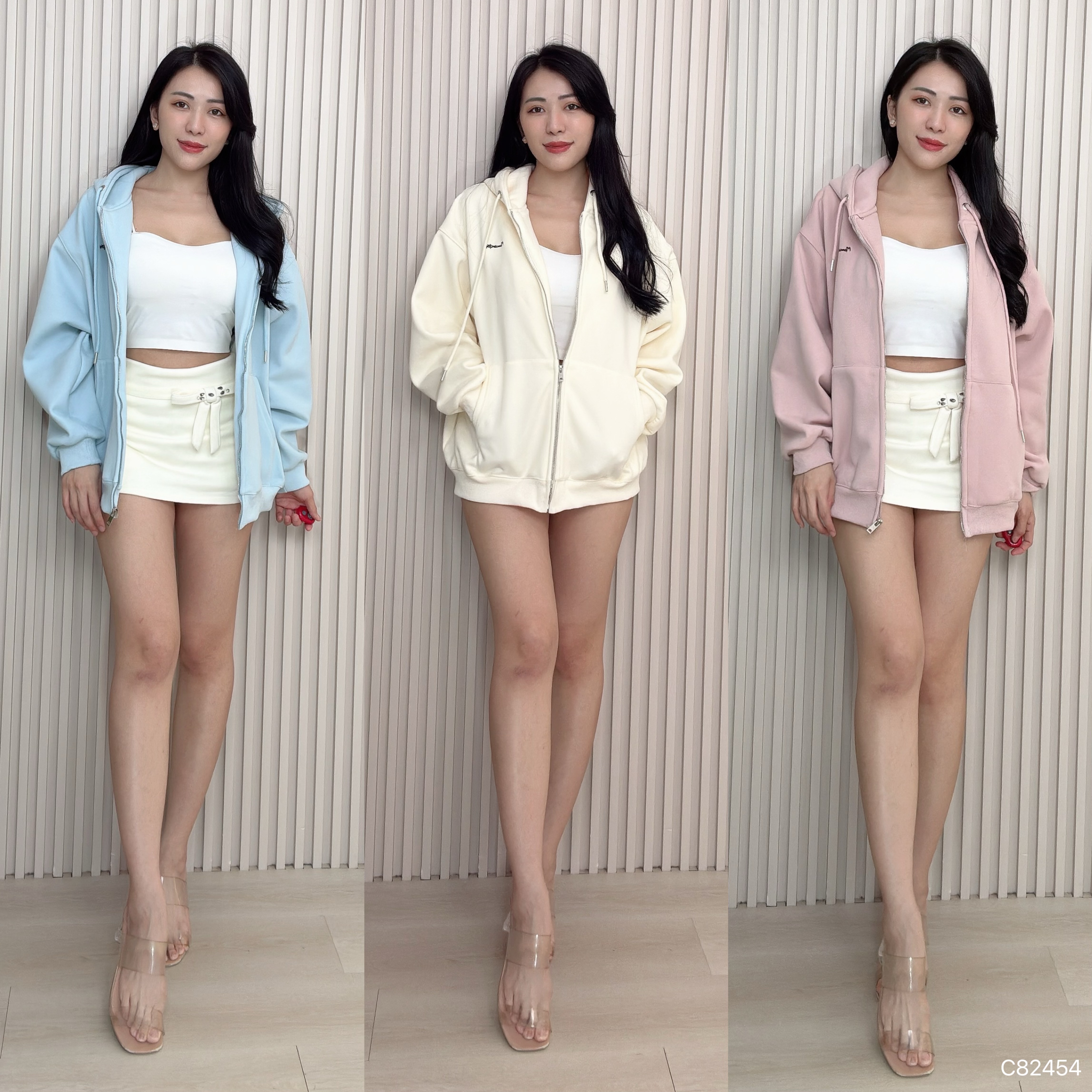 休闲字母刺绣连帽长袖上衣/外套  (C82454)