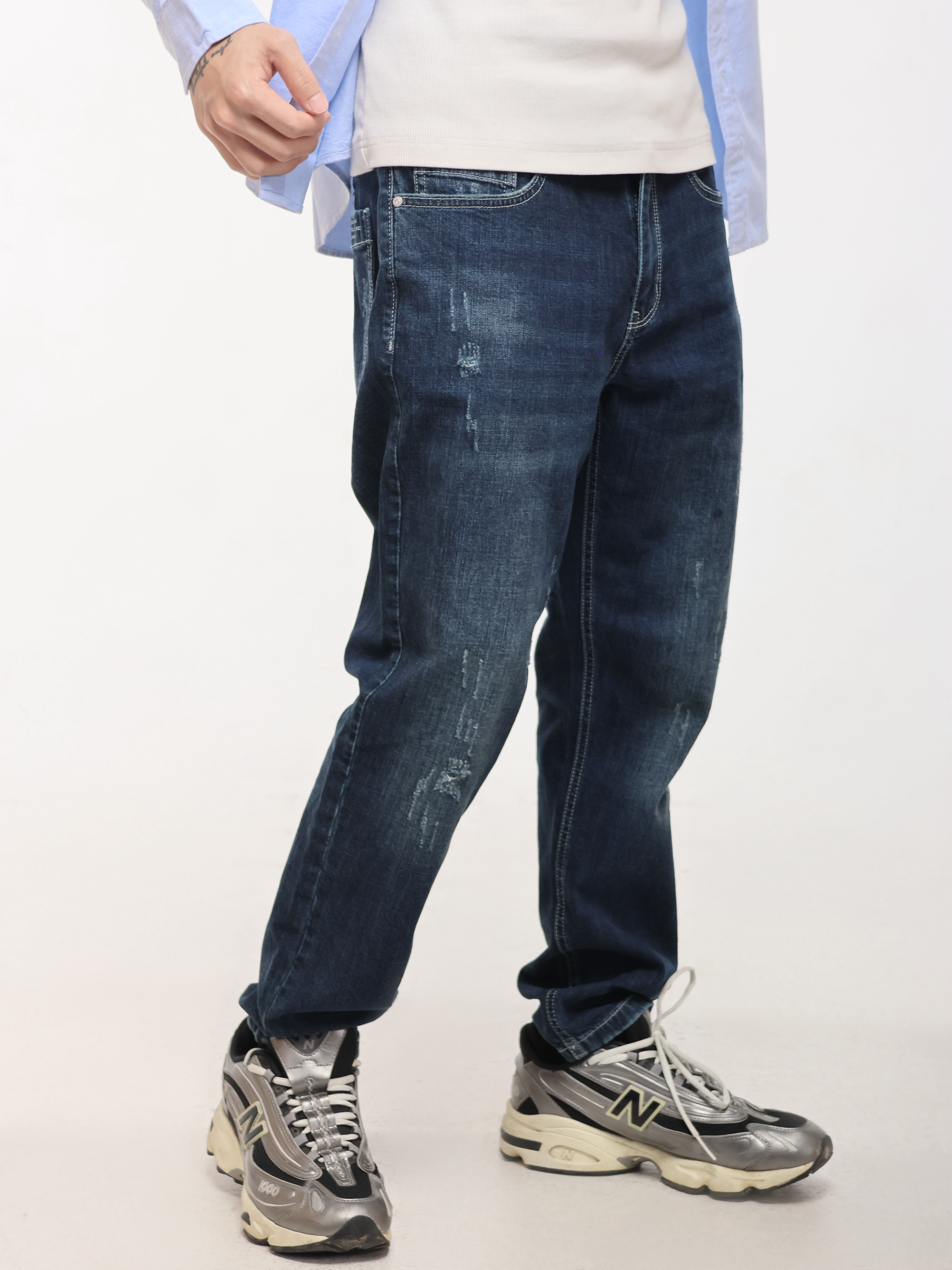 Men's Small Ripped Jeans with embroidered "#FREEDOM" Slogan  (YS30142)