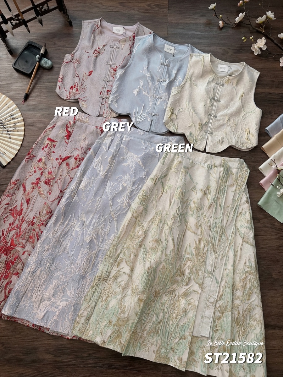 高质感鎏金旗袍两件套 （ST21582）