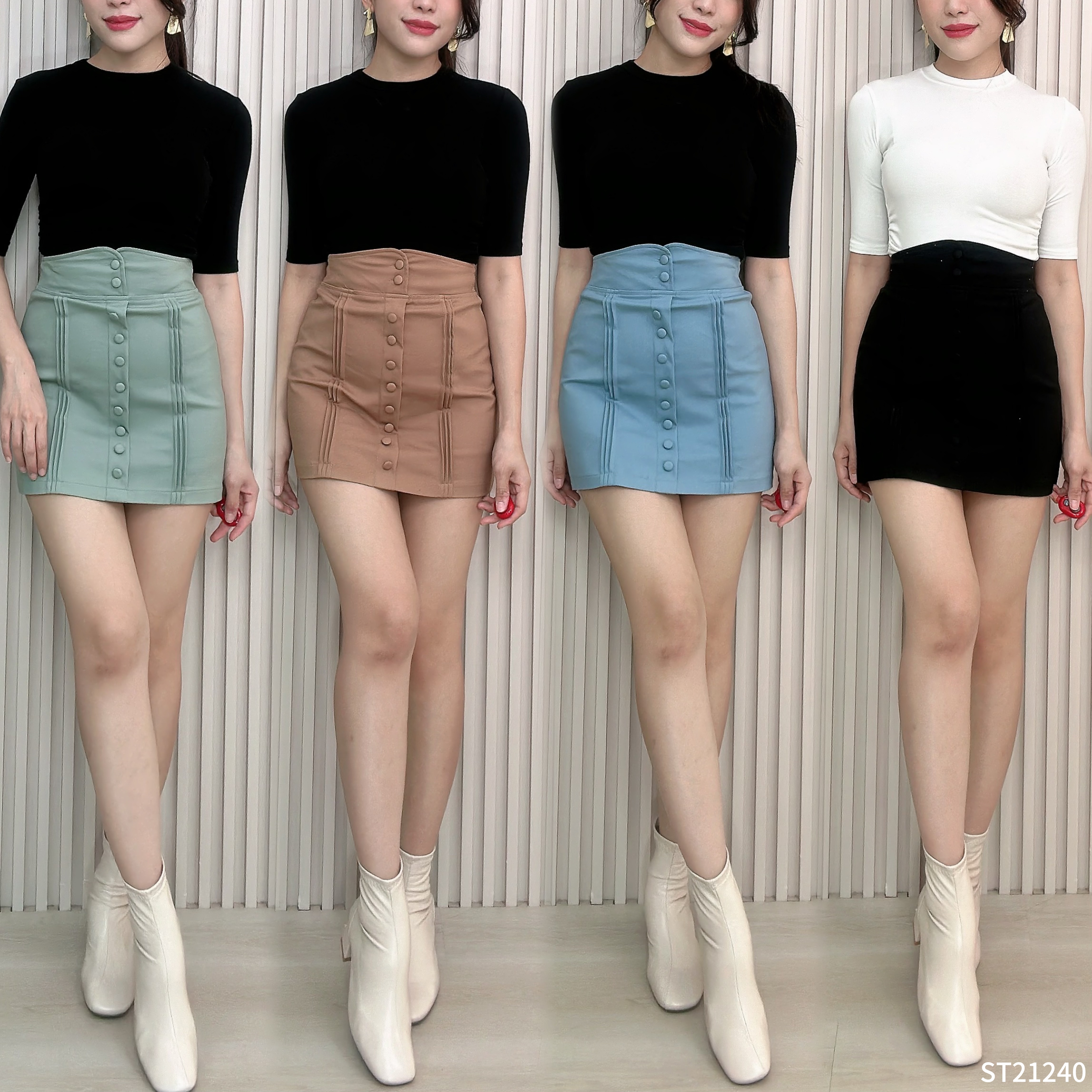 气质假排扣设计包臀高腰裤裙 (ST21240)  - 特价-La'Belle Fashion Boutique Sdn Bhd