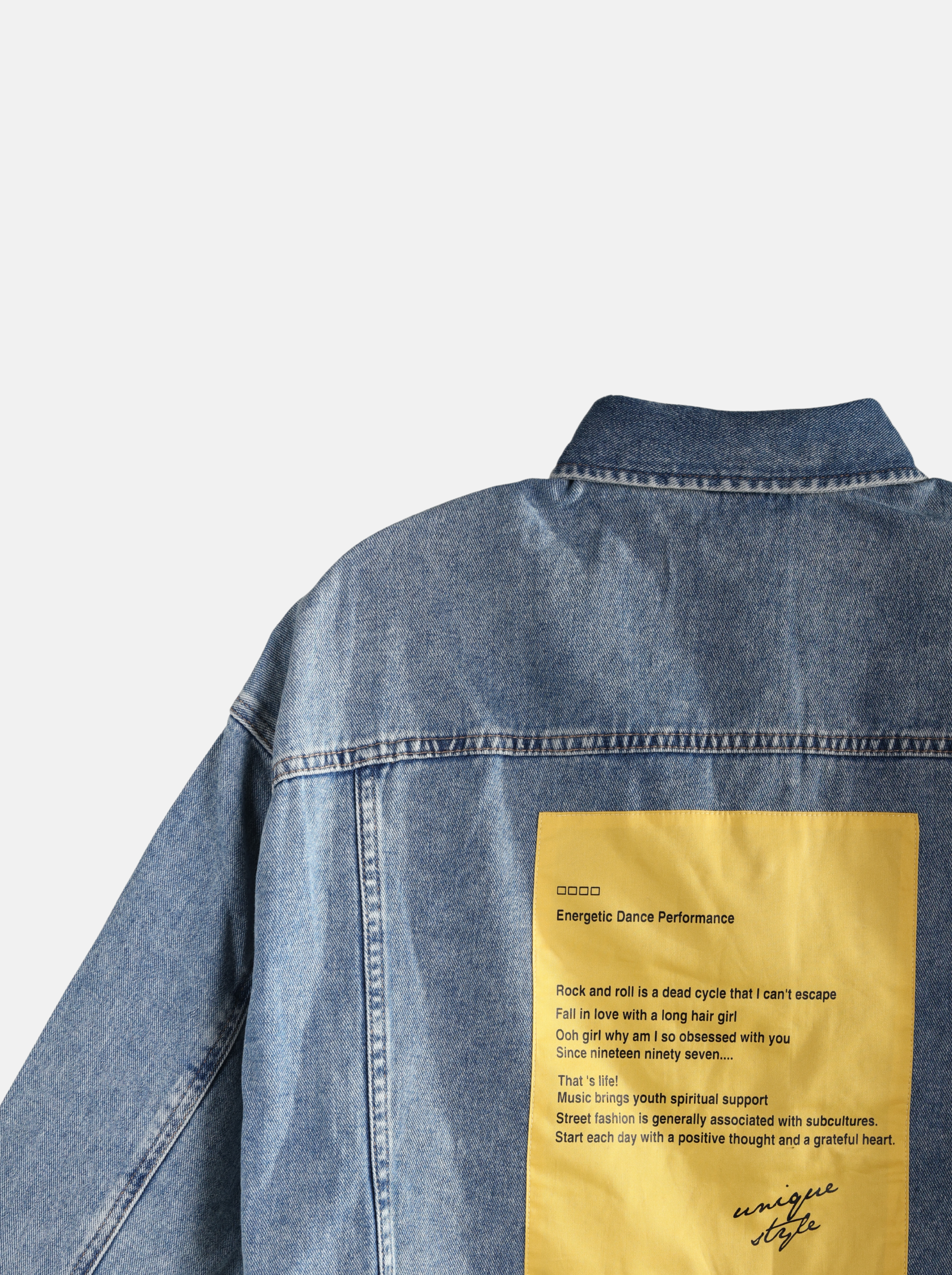 Retro Denim Jeans Top with Big Notes on Back (YS30134)