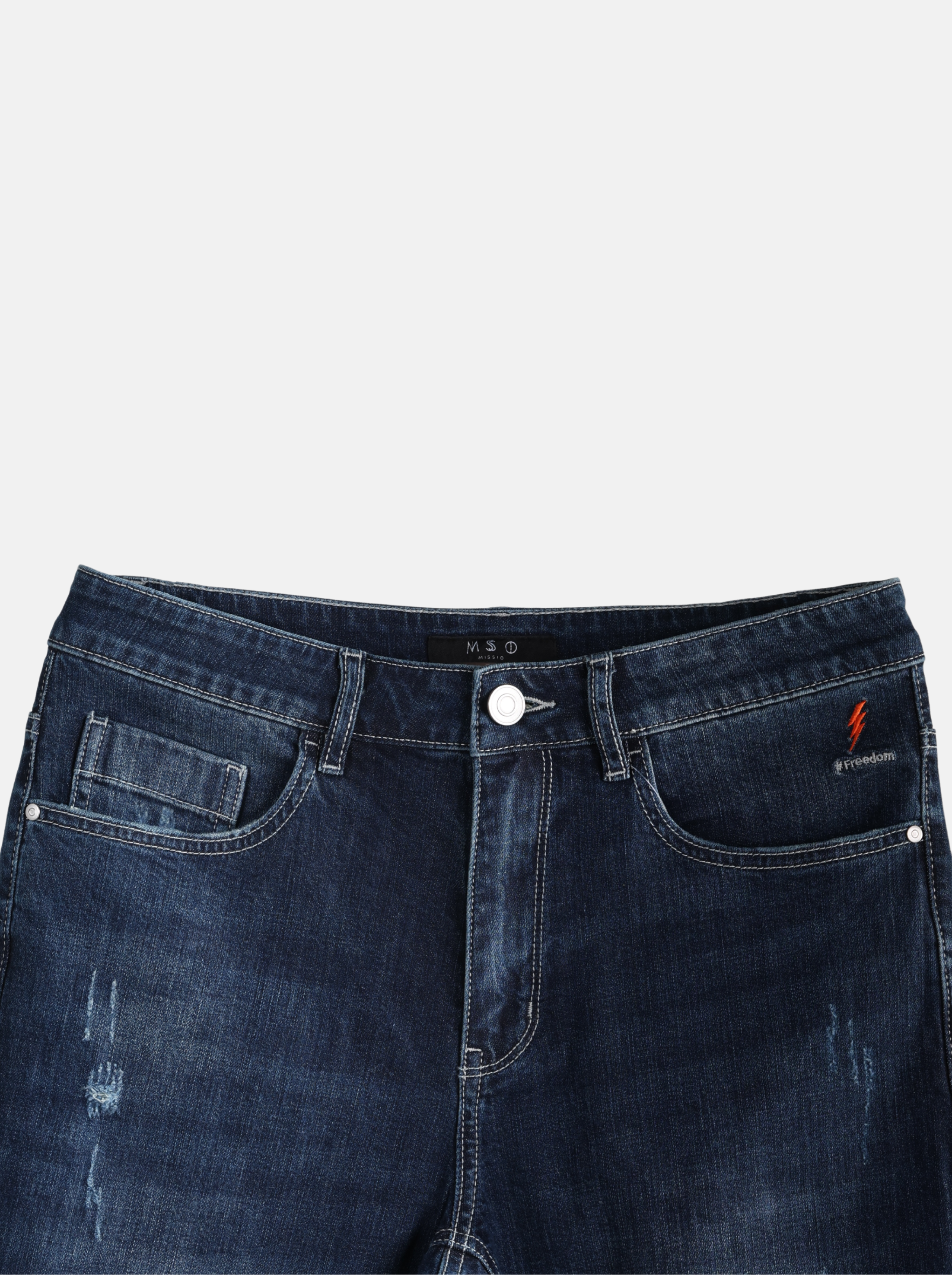 Men's Small Ripped Jeans with embroidered "#FREEDOM" Slogan  (YS30142)