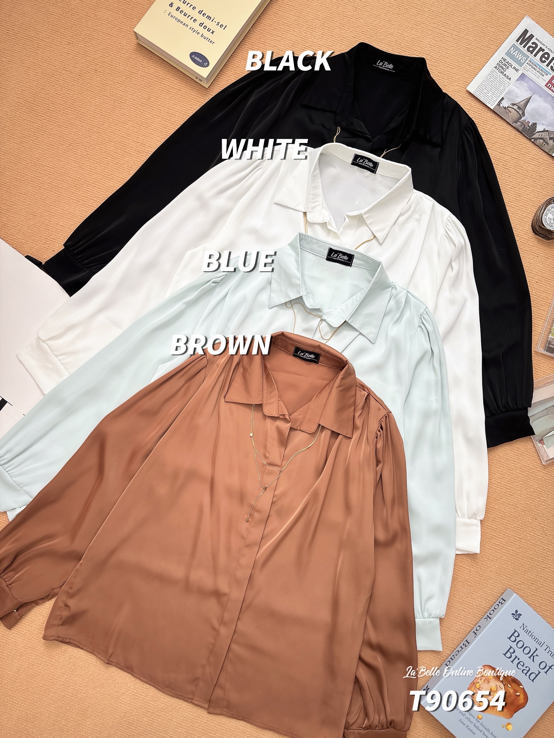 气质减龄V领设计长袖上衣 (T90654)