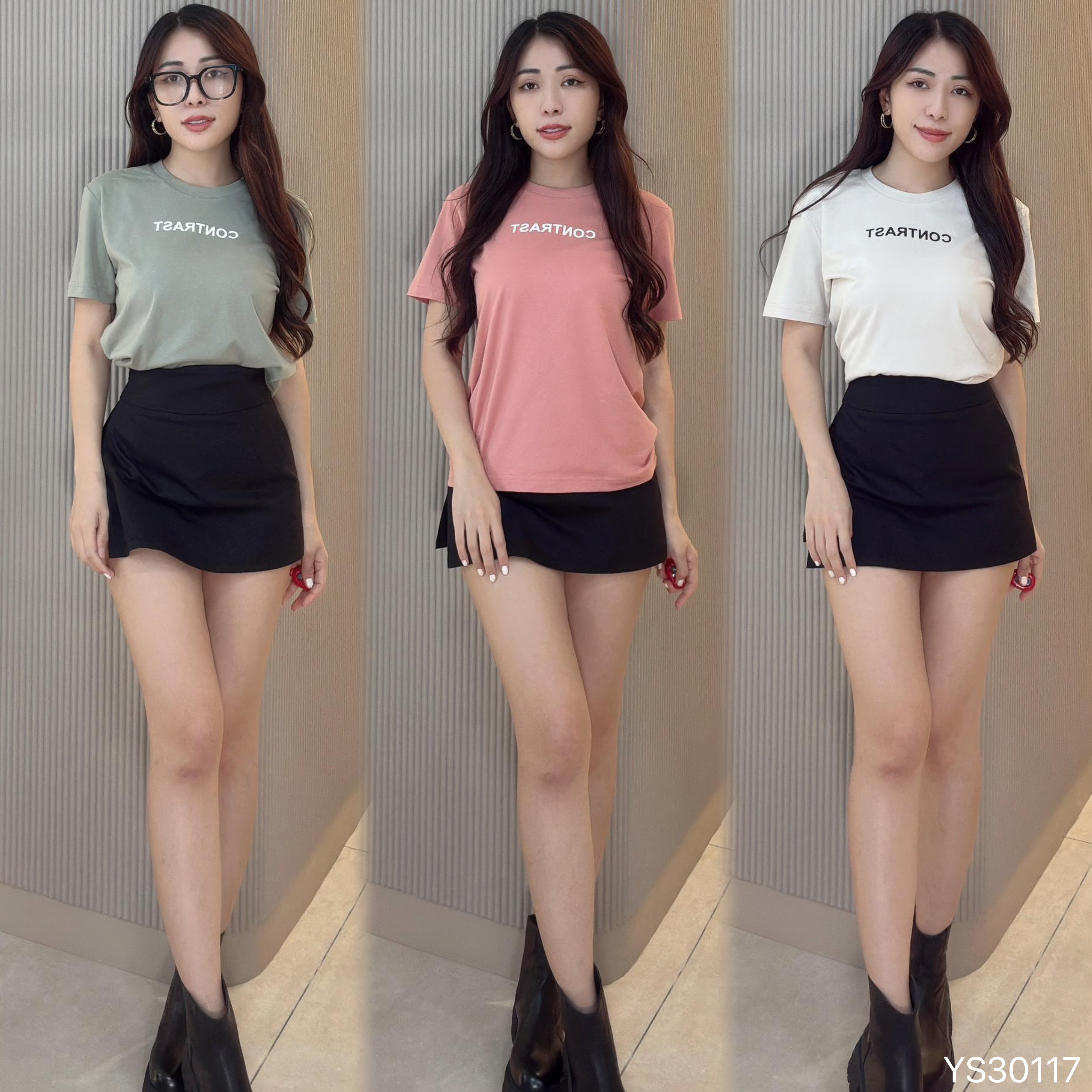 Men's Knitted Casual Wear with "CONTRAST" Slogan (YS30117) - 特价