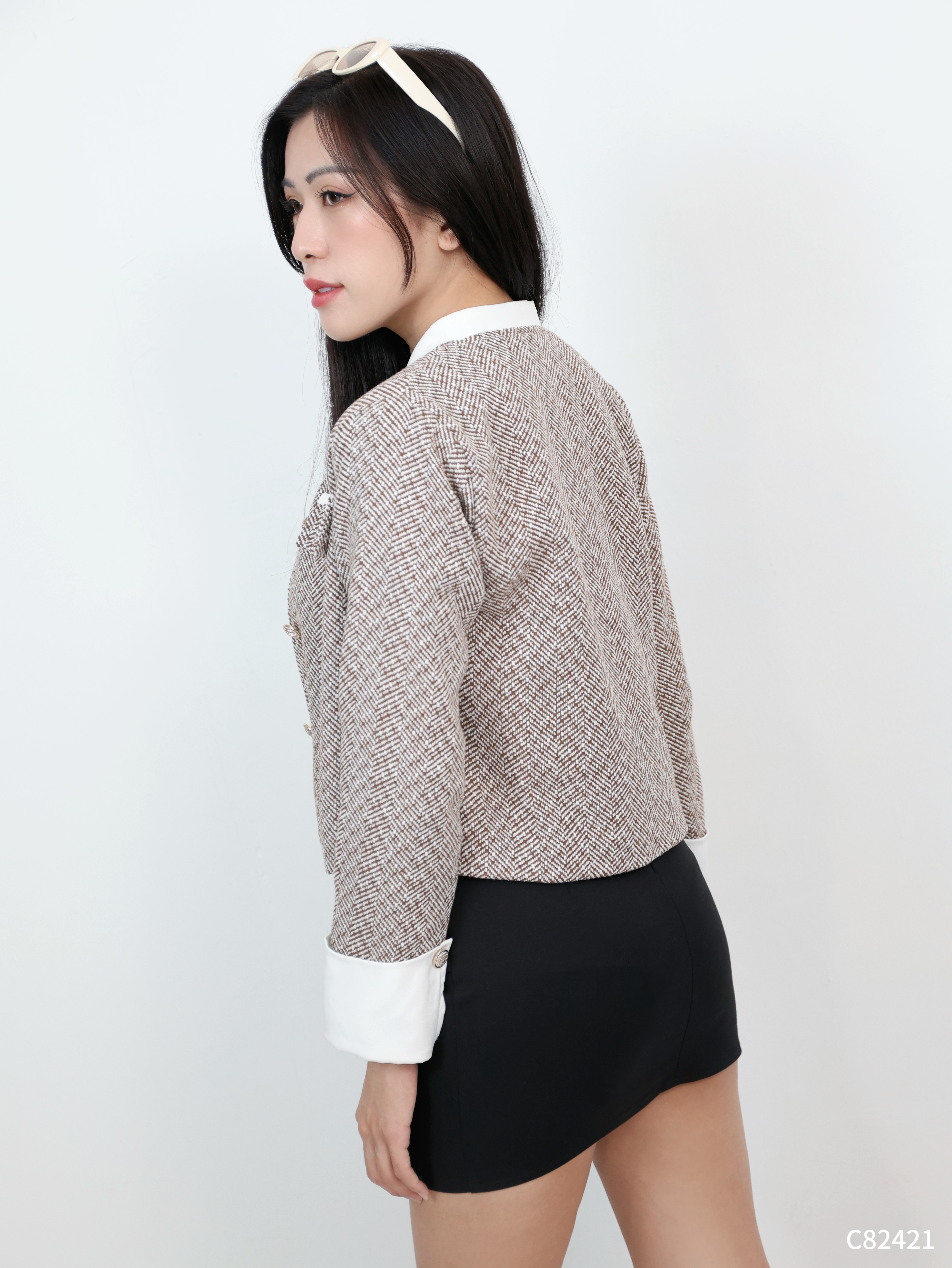 【LBP独家】小香风立领拼接长袖外套 (C82421)-La'Belle Fashion Boutique Sdn Bhd