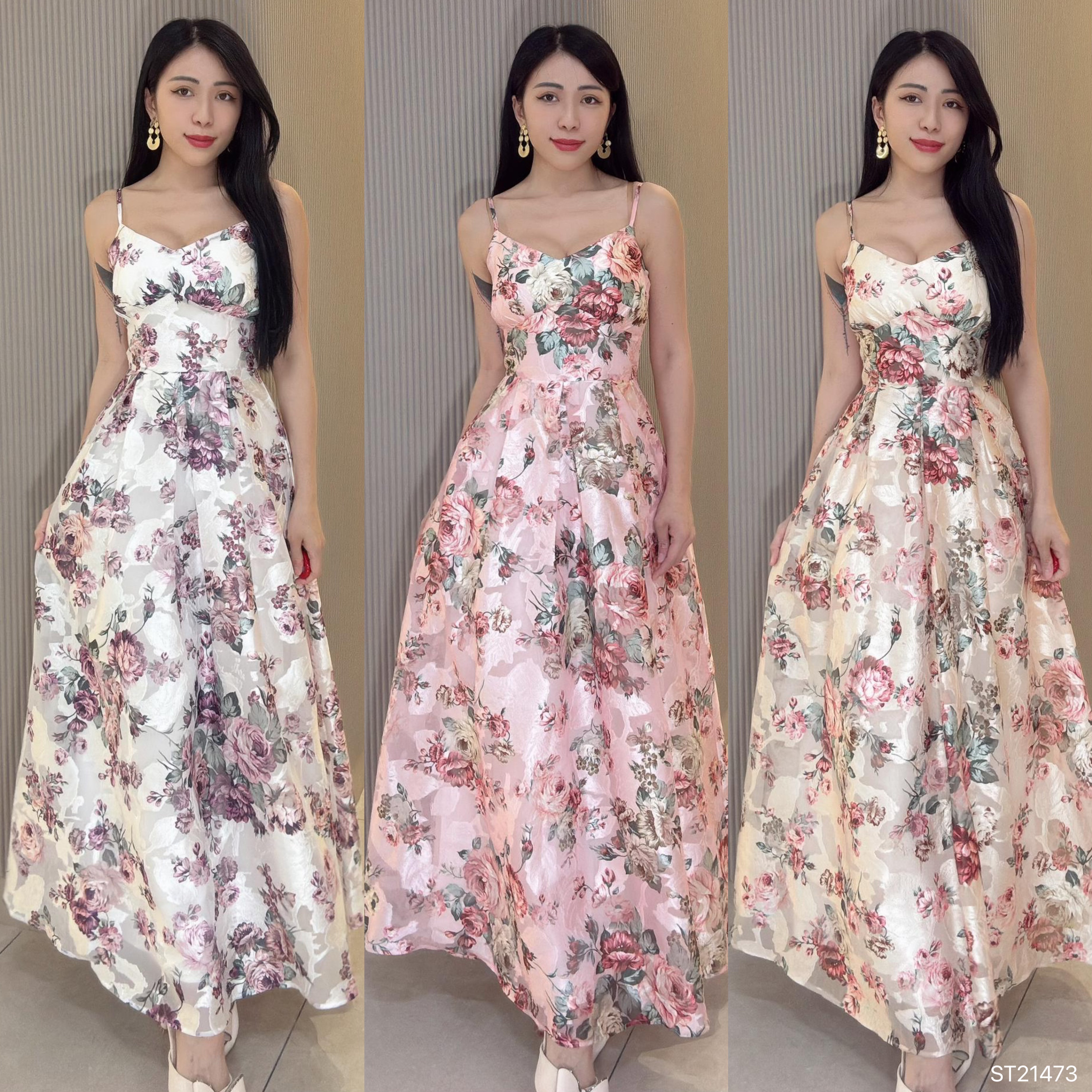 【LBP独家】绝美花仙子系印花设计伞状吊带连身裙 (ST21473)