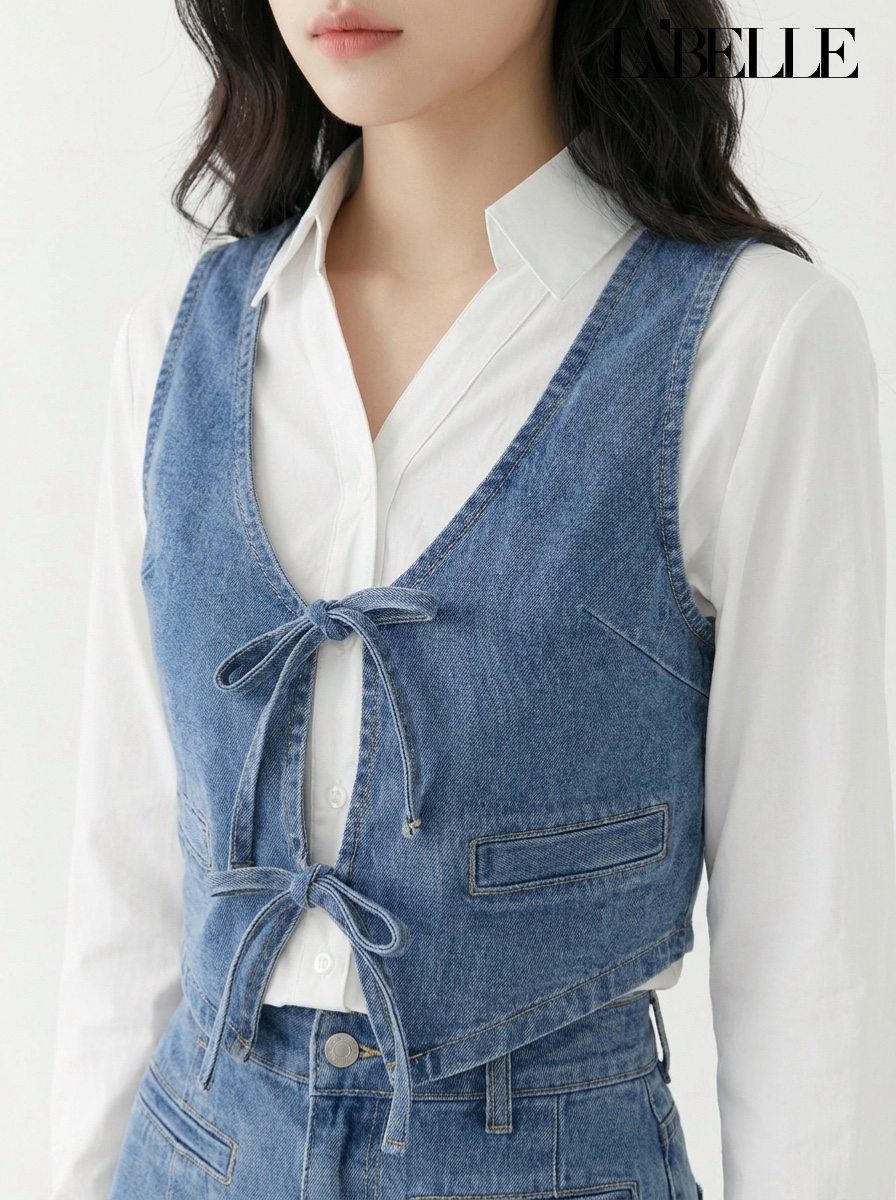 复古酷风牛仔两件套 (ST21603)