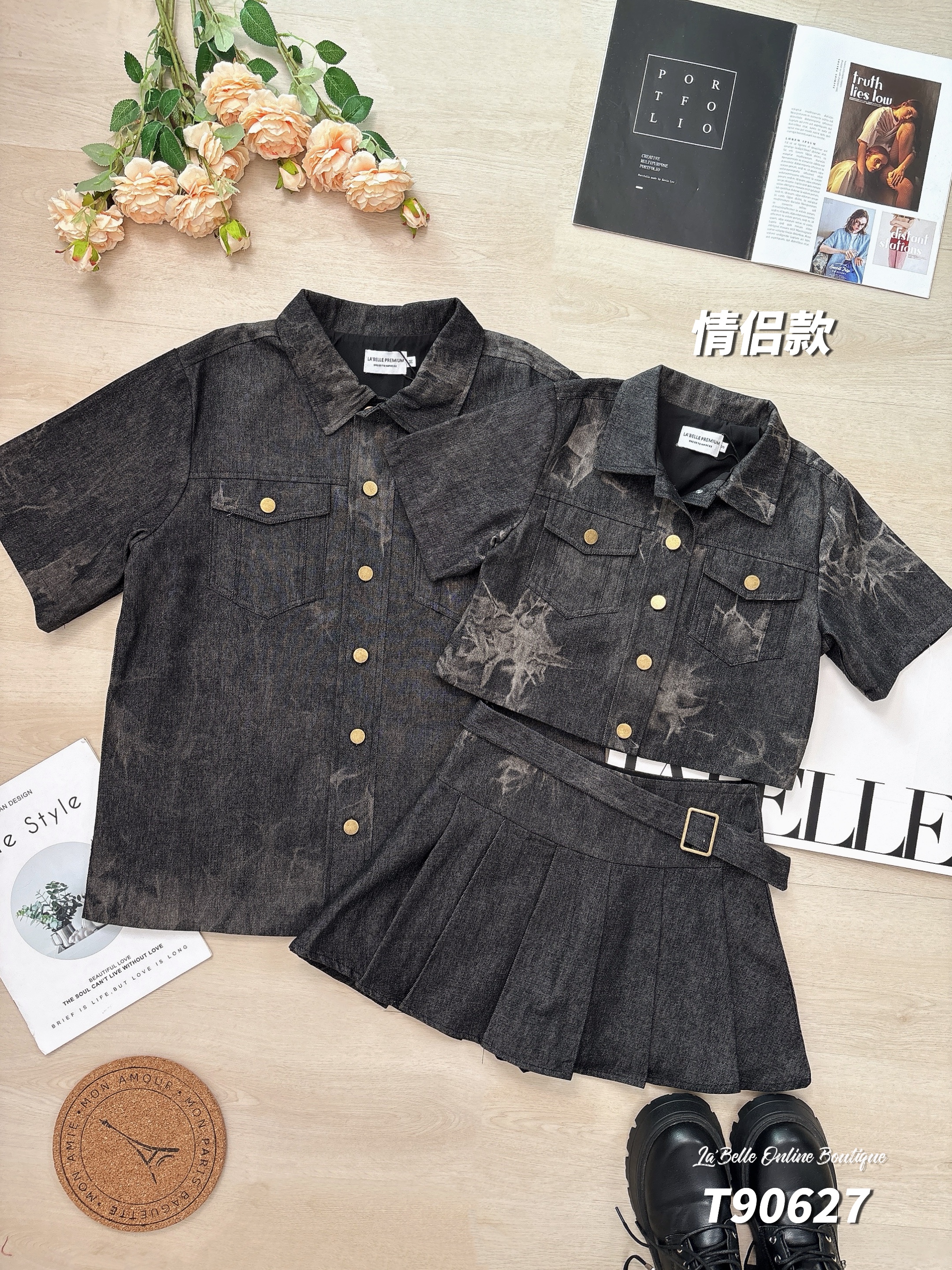 【LBP 独家新年系列】高级感独特扎染设计开衫牛仔上衣 (T90627)