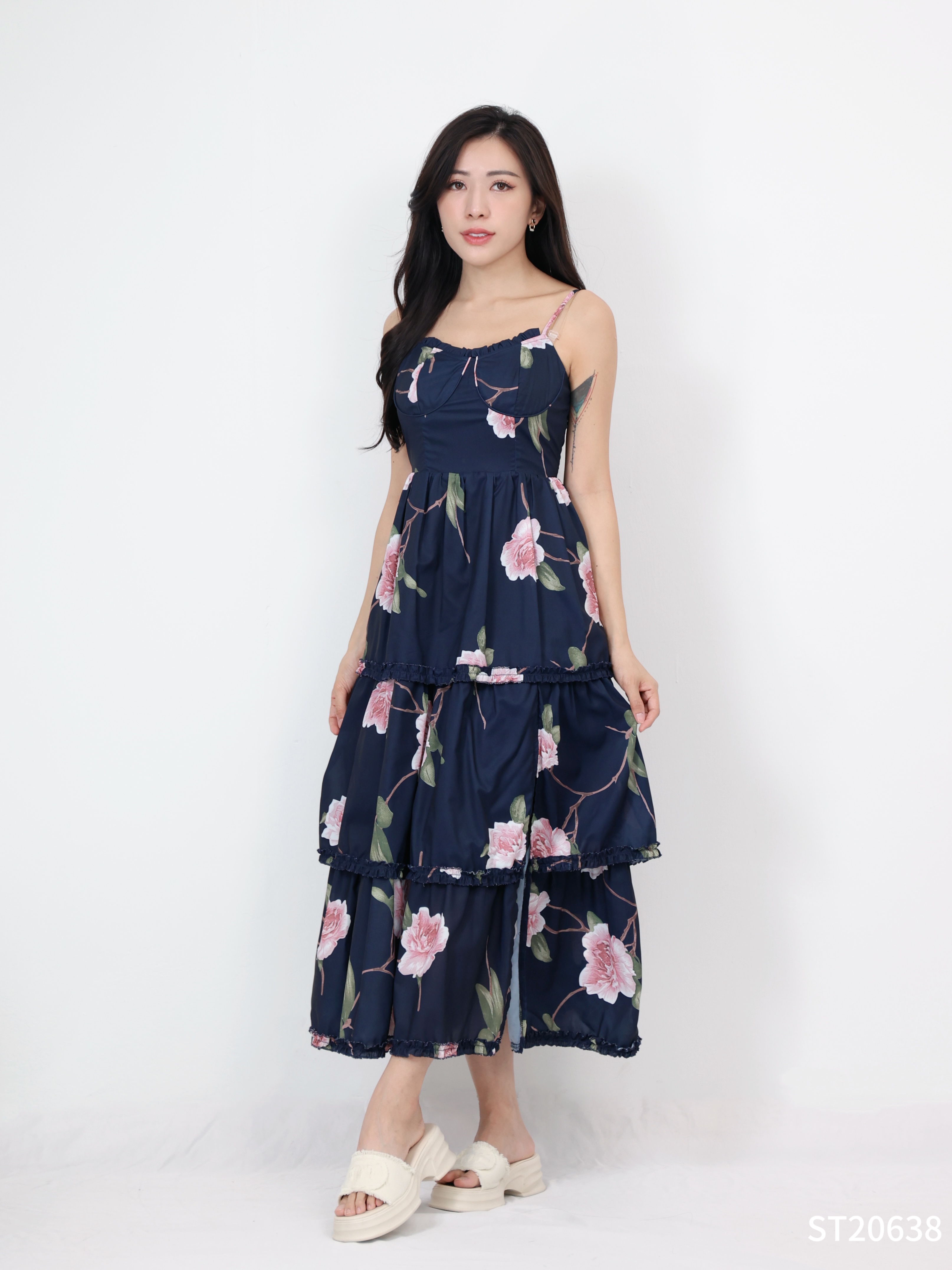 【LBP独家】法式茶歇蛋糕层设计吊带连身裙（ST20638）- 特价