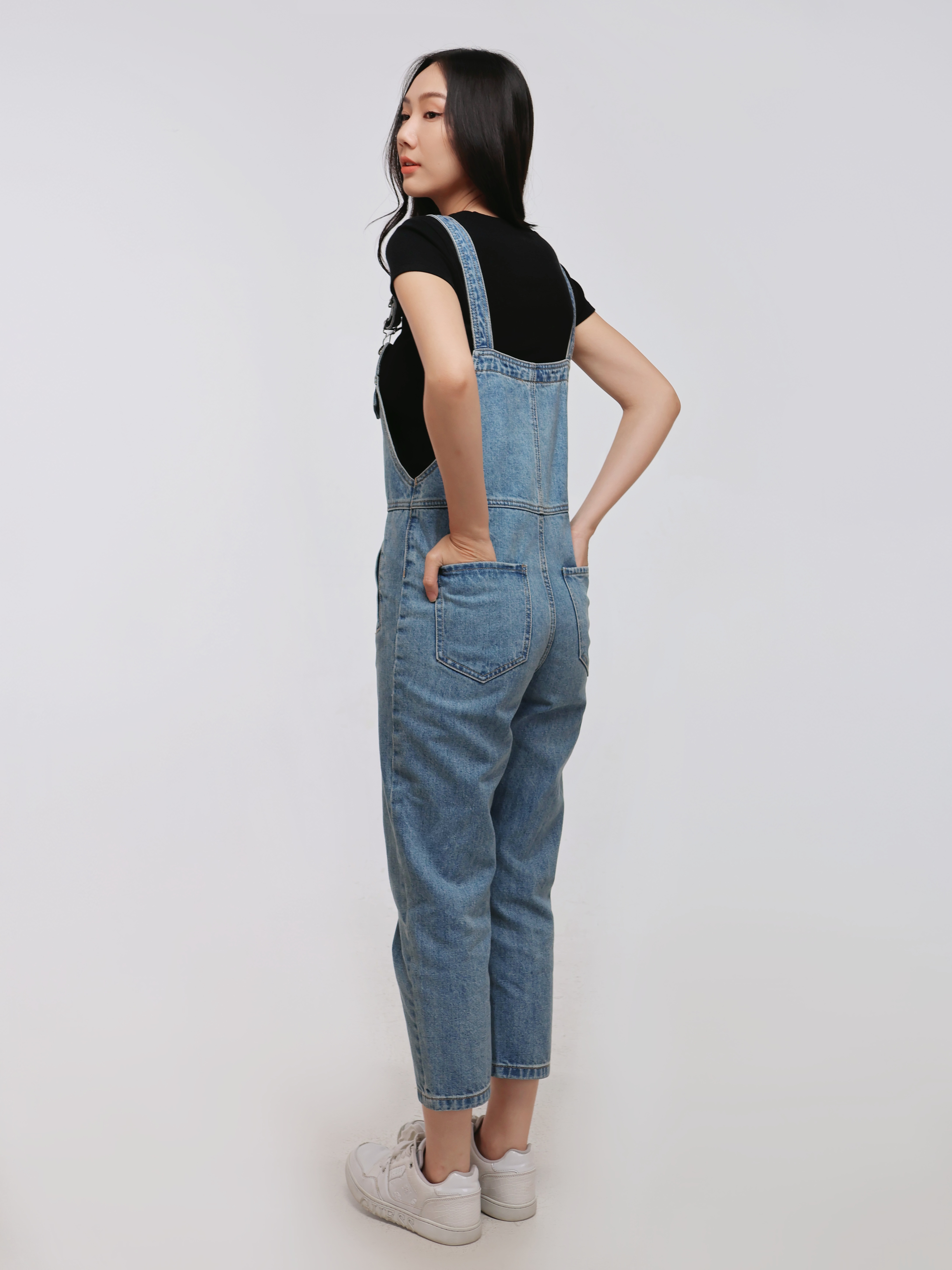 High Waist Denim Wide Leg Jumpsuit  (YS30138)