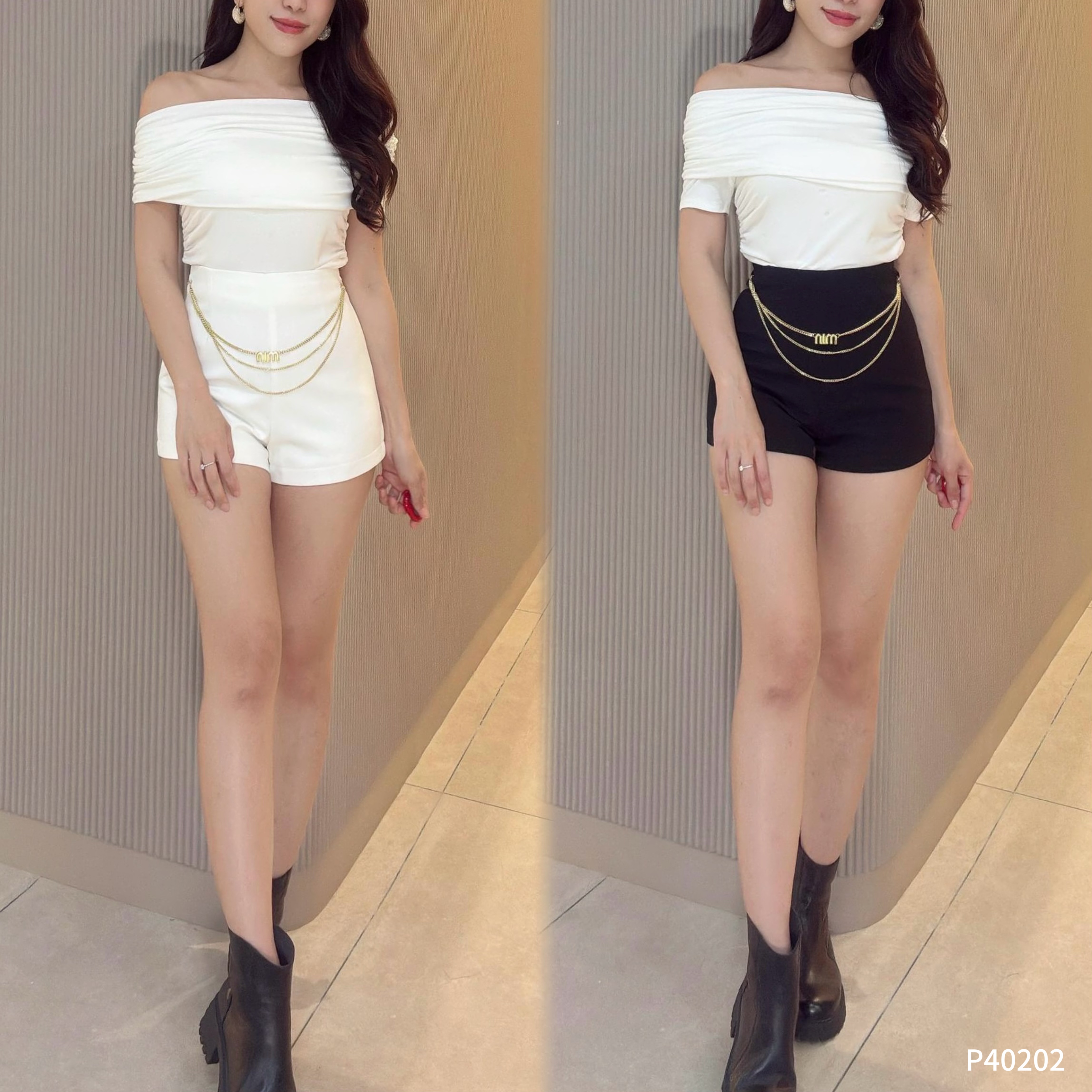 时尚显瘦A字阔腿高腰短裤 (P40202)-La'Belle Fashion Boutique Sdn Bhd