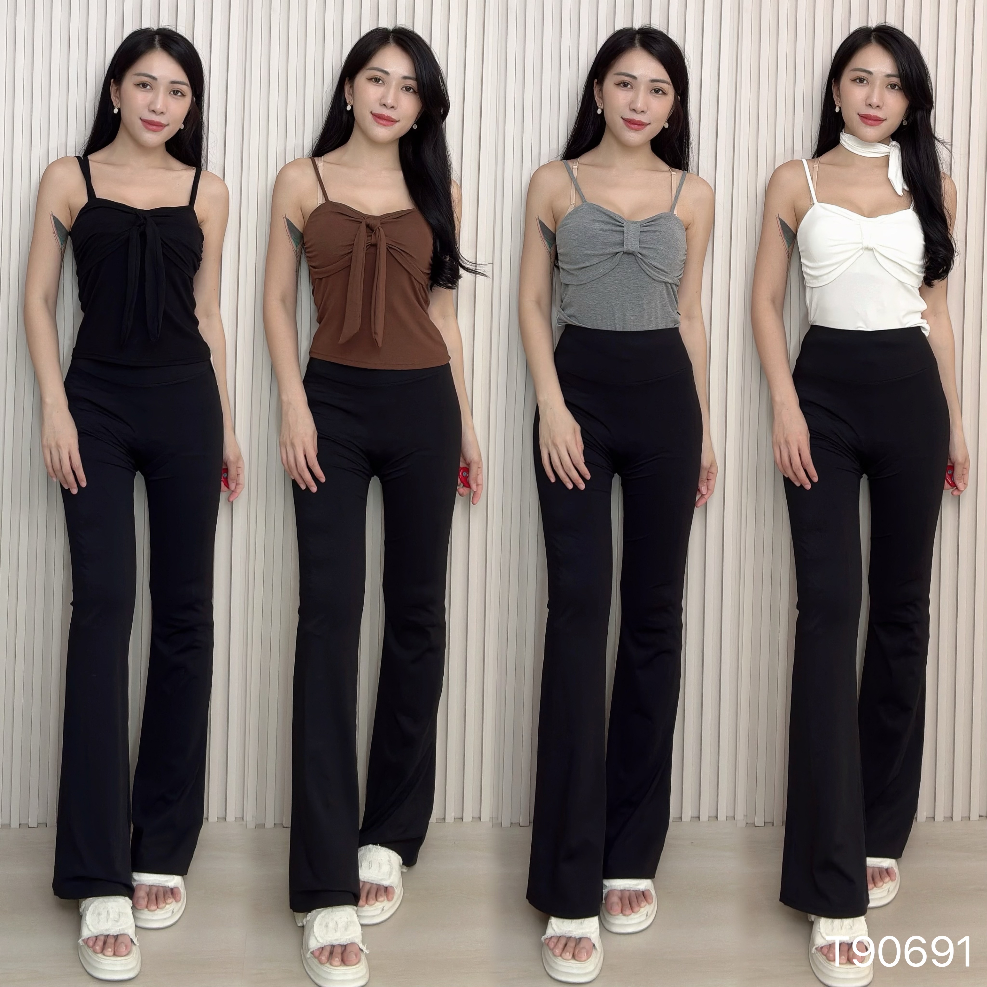 韩系蝴蝶结系带设计吊带上衣 (T90691)