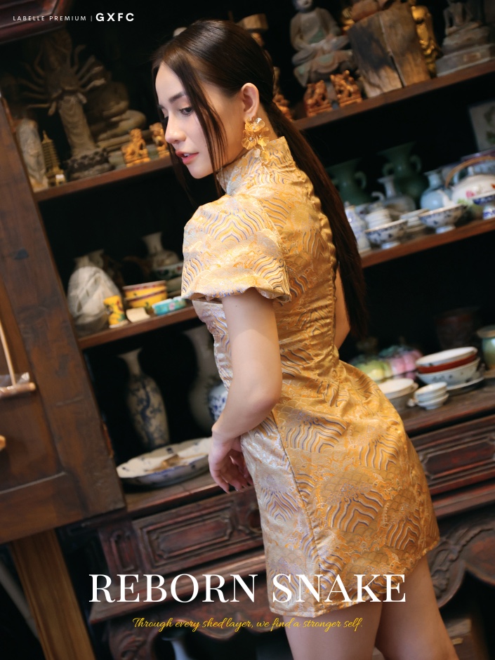 【LBP GXFC 独家新年系列-小龙蜕鳞】高端褶皱设计云海岸纹旗袍 (ST21191)-La'Belle Fashion Boutique Sdn Bhd