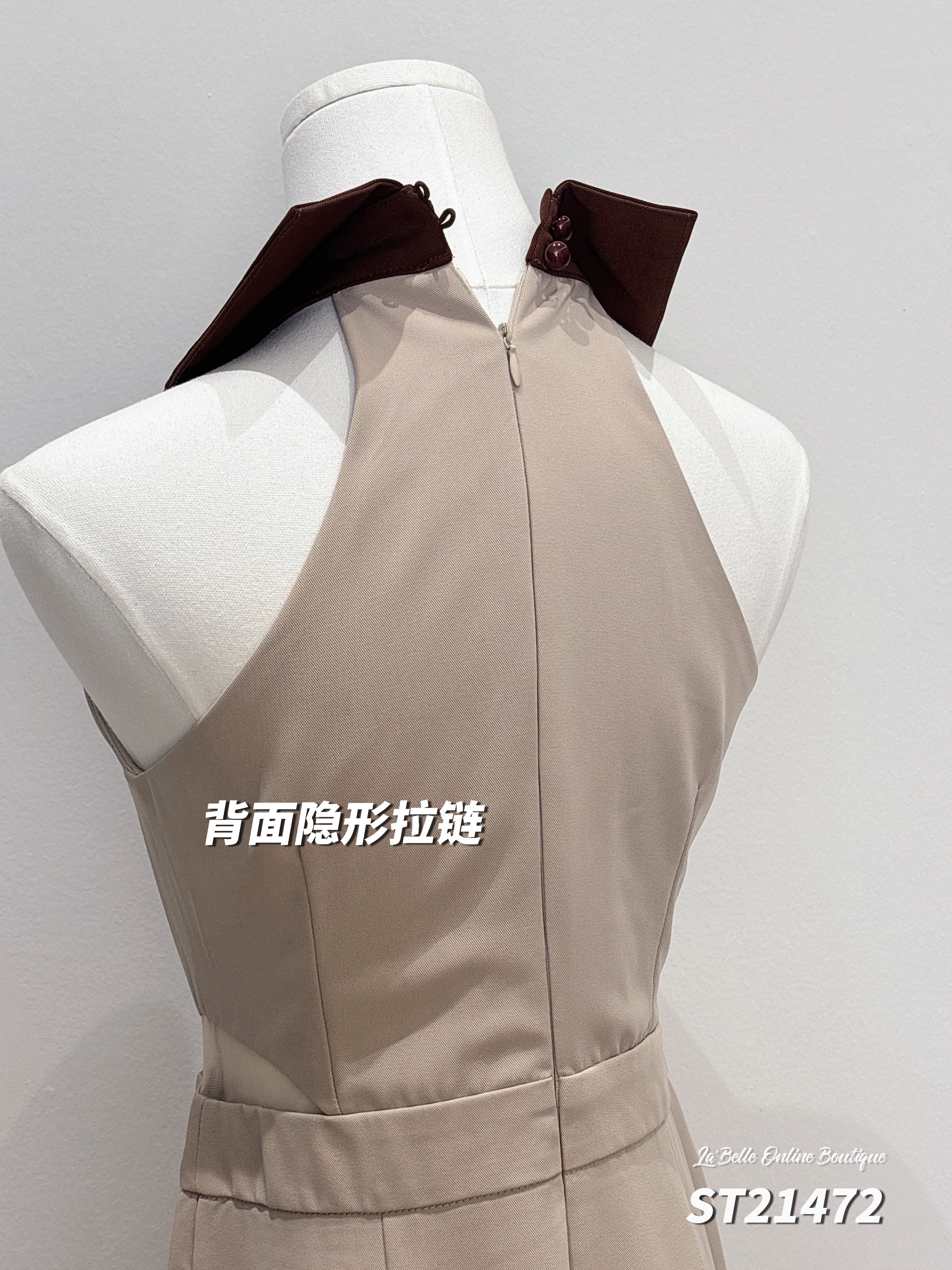 【LBP独家】时尚酷帅Cut-In撞色设计连体长裤 (ST21472)