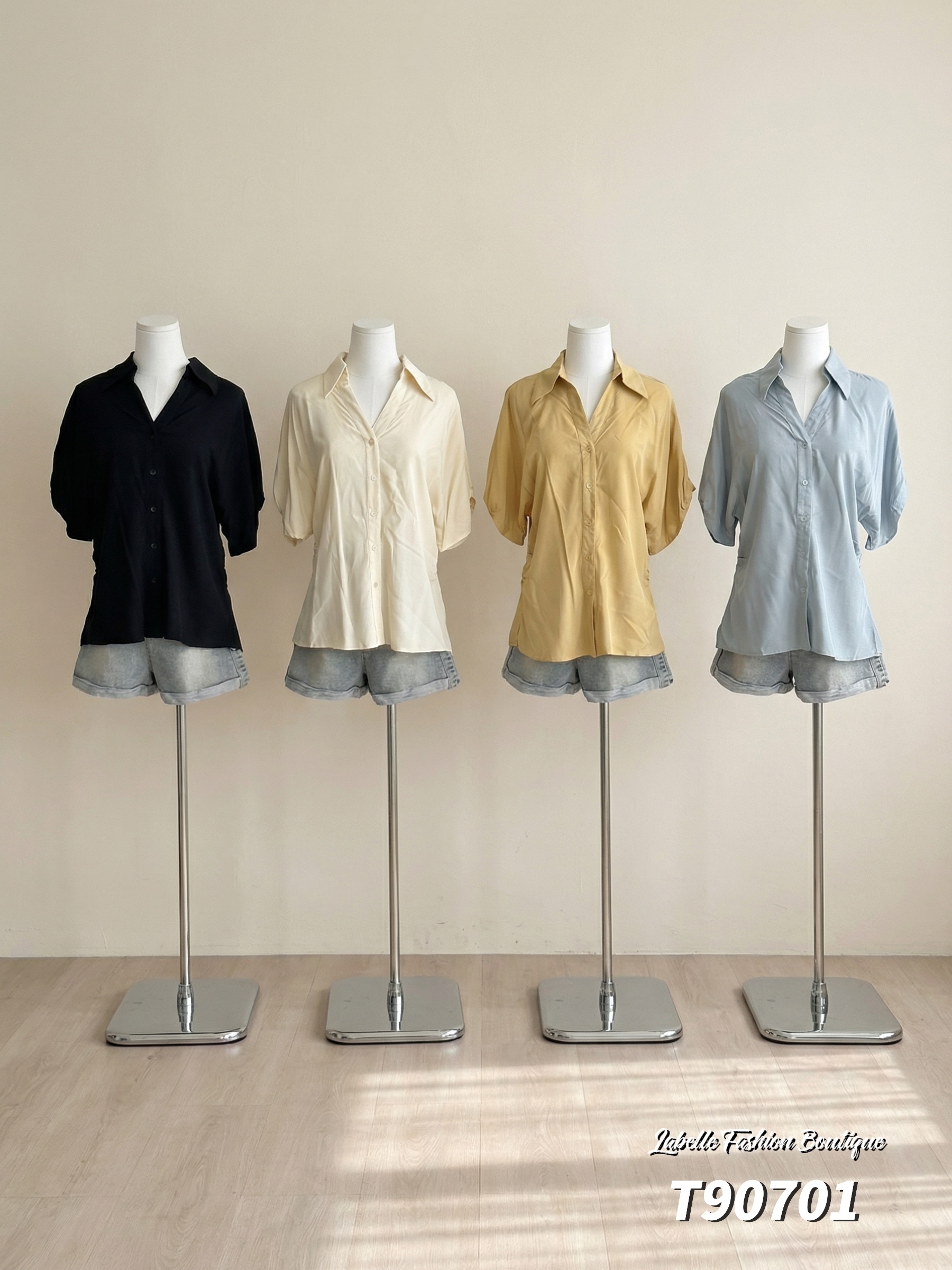 气质OL风翻领设计宽松上衣 (T90701)