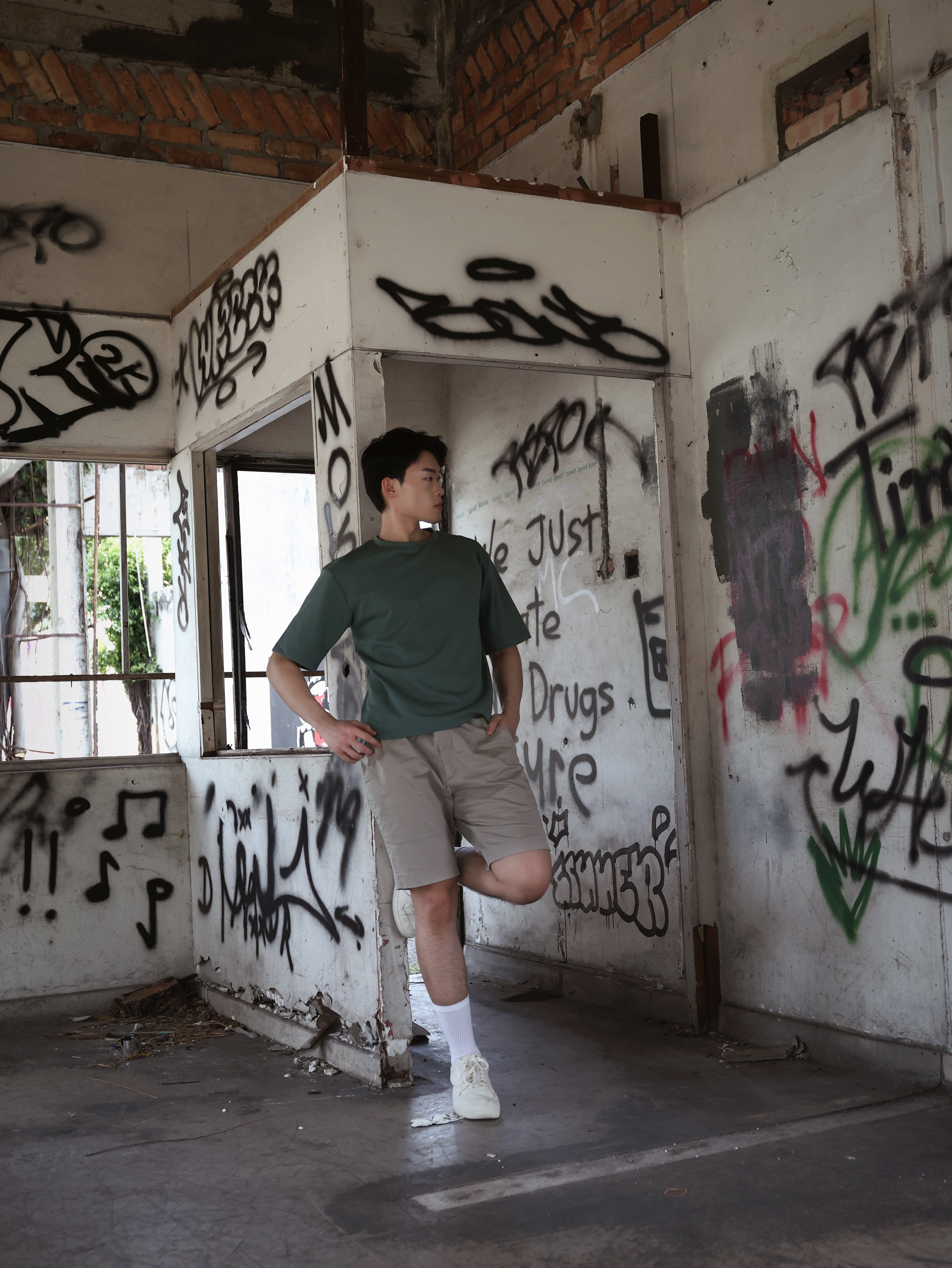 【STICKMEN】舒适圆领宽松OverSize上衣（SM100101 GREEN）