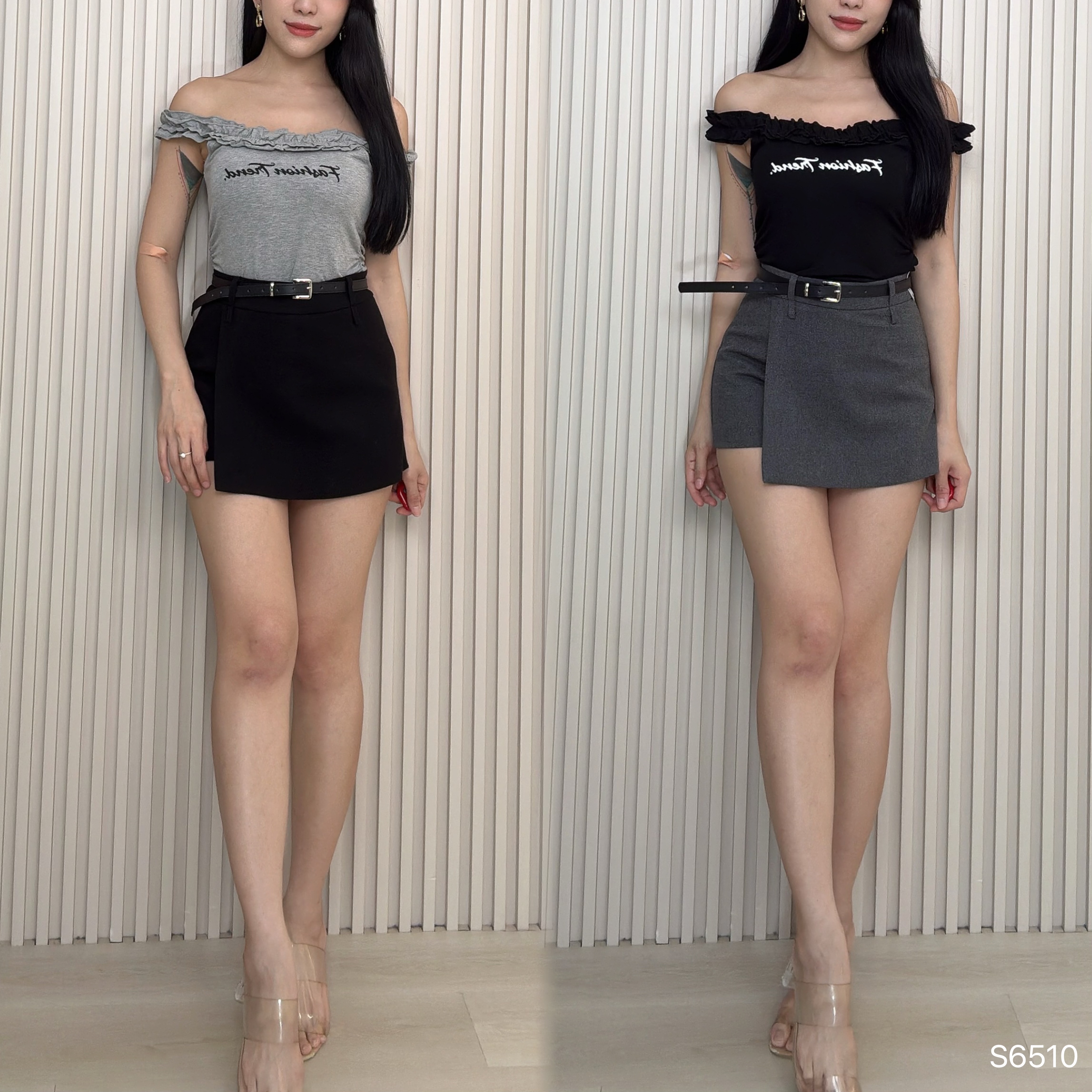 通勤风A字阔腿设计高腰裤裙 (S6510)