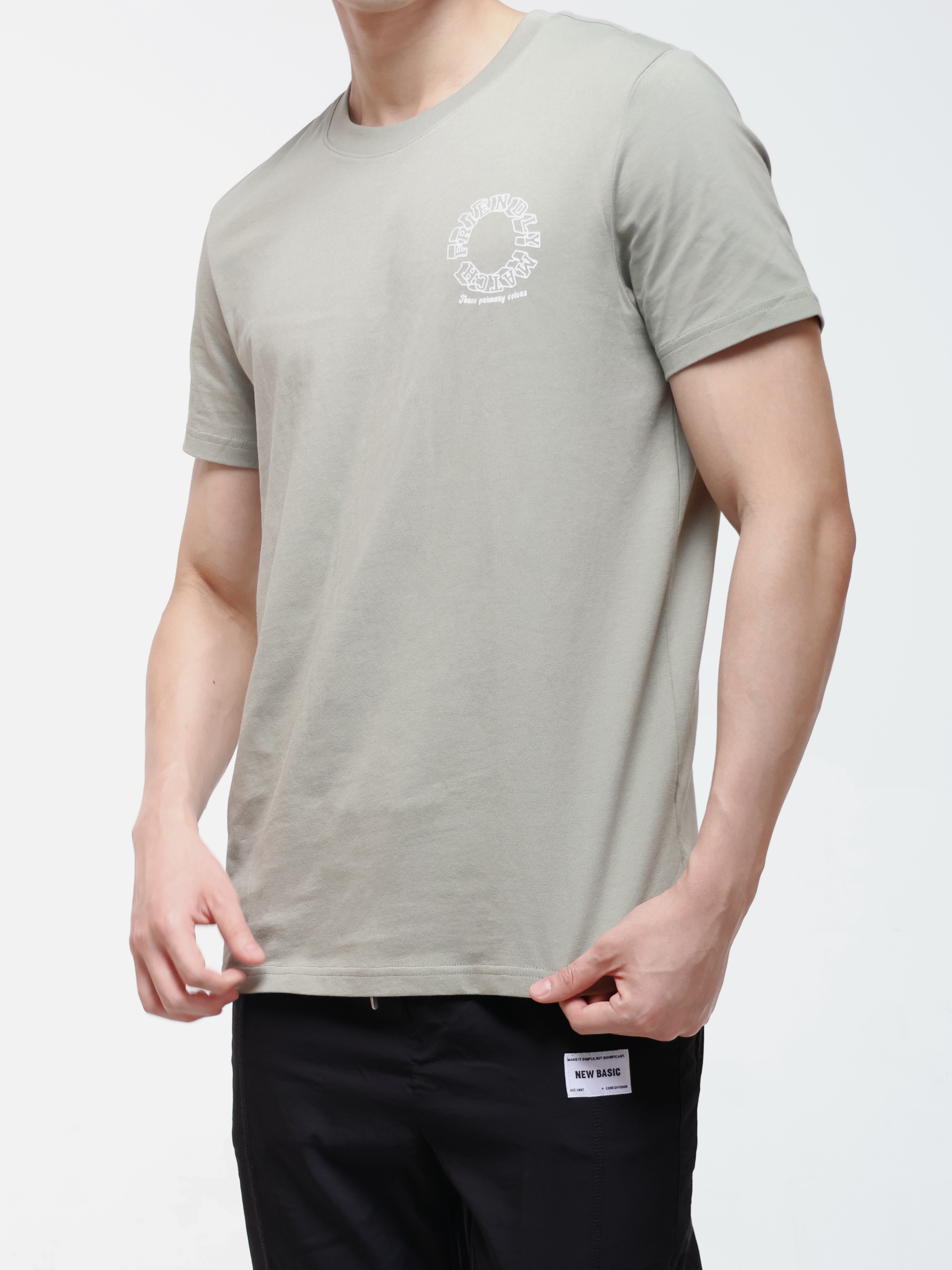 Regular Men's T-Shirt with "FRIENDLY MATCH" Logo Print  (YS30118)