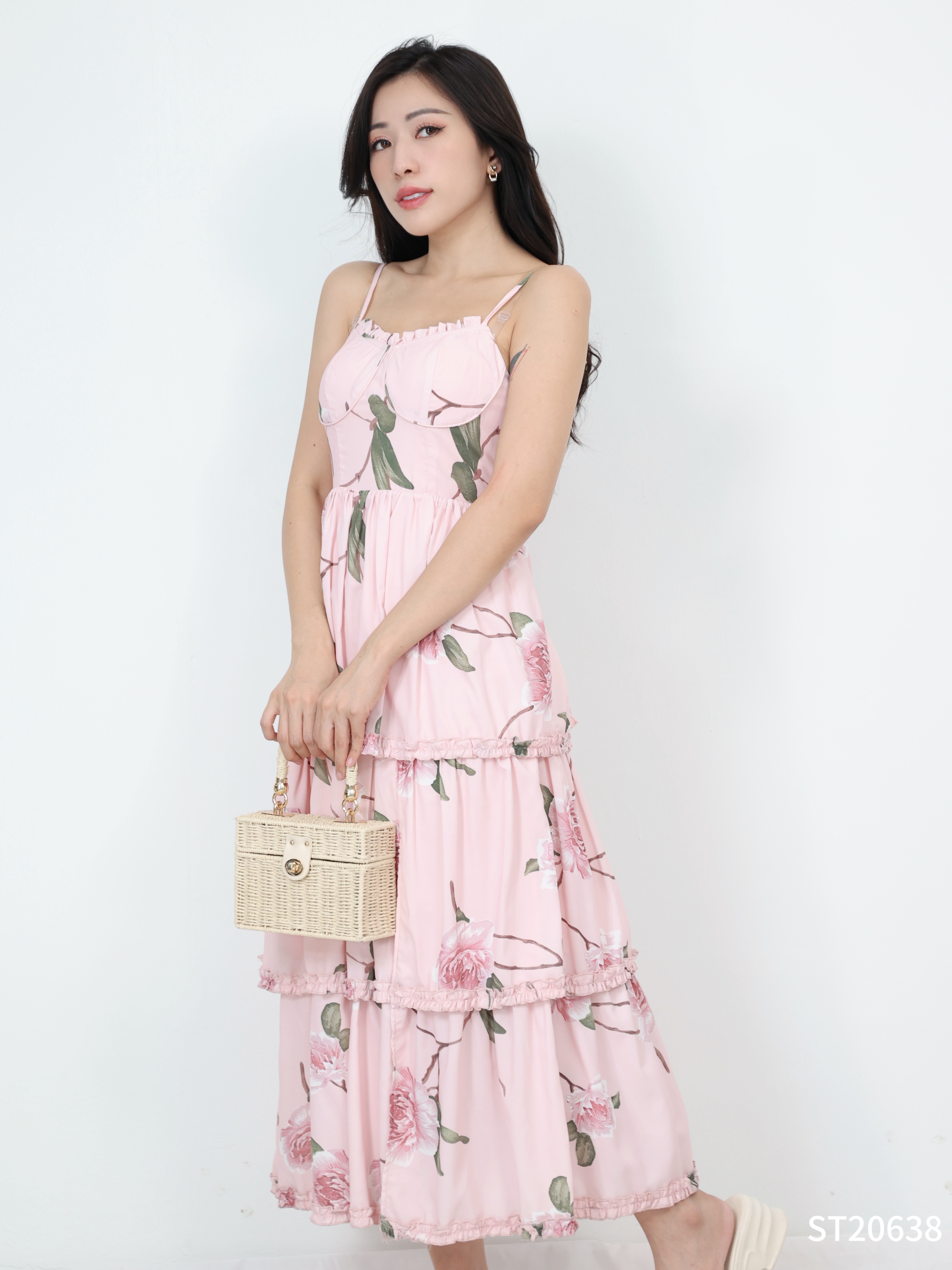 【LBP独家】法式茶歇蛋糕层设计吊带连身裙（ST20638）- 特价