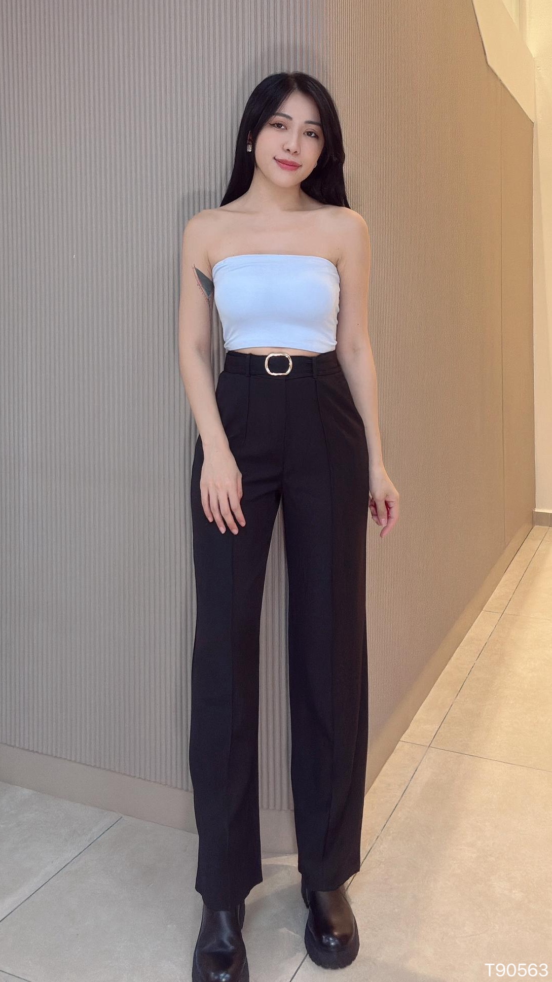 百搭辣妹纯色抹胸上衣/内搭 (T90563)