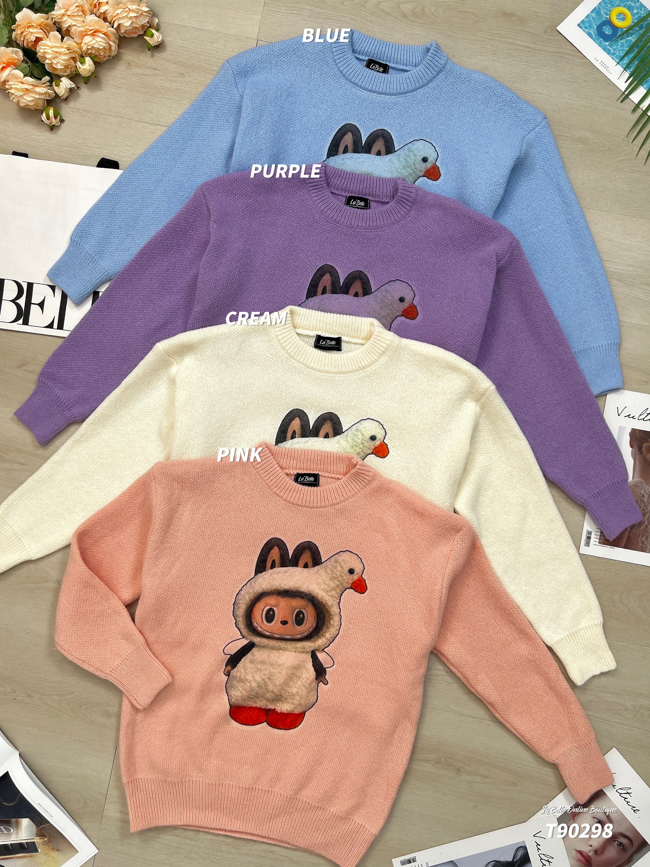 慵懒风宽松拉布布印花长袖上衣 (T90298) - 特价-La'Belle Fashion Boutique Sdn Bhd