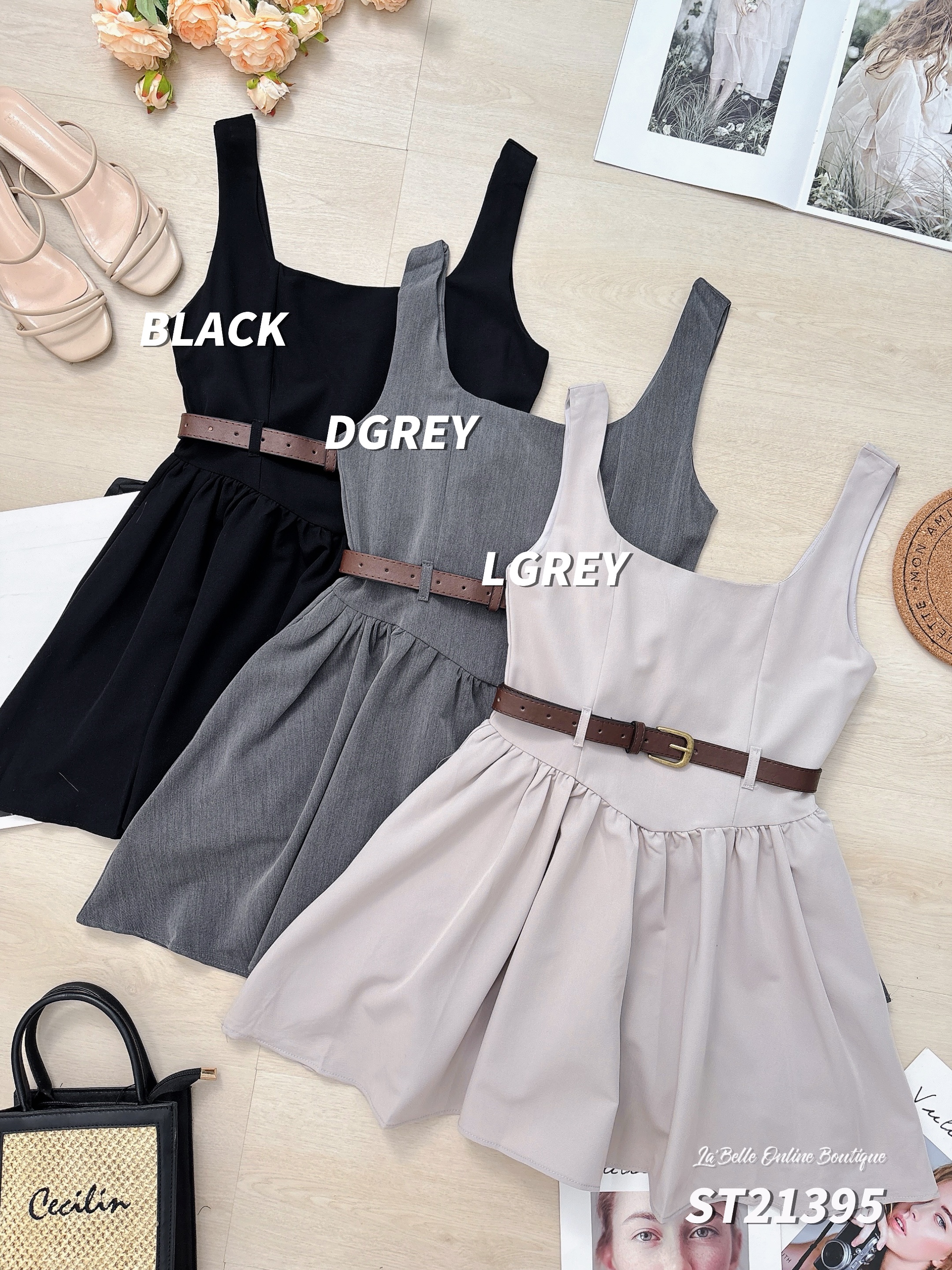 简约休闲风连身裤裙（ST21395）