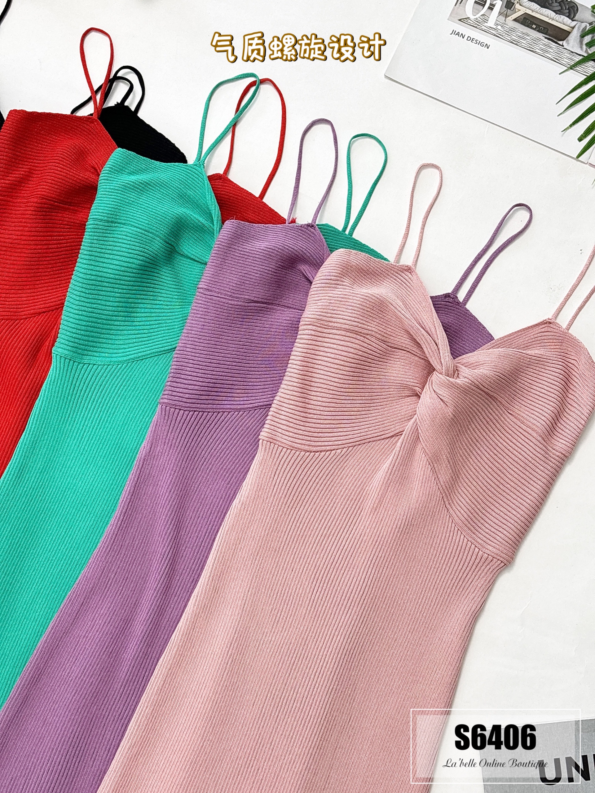 气质螺旋设计吊带连身裙 (S6406) - 特价-La'Belle Fashion Boutique Sdn Bhd