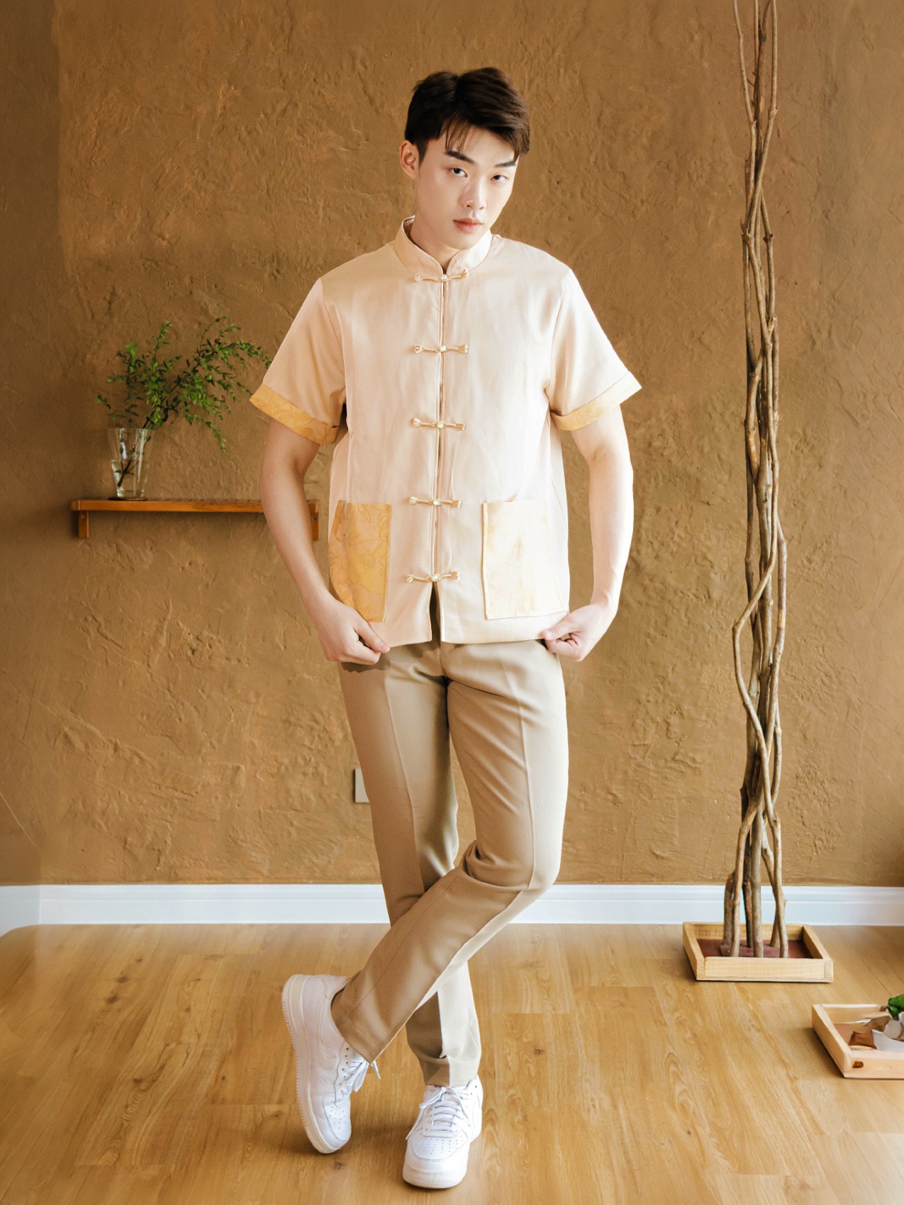 【烟岚浅梦】男唐装 -LBP 独家新年系列 国风侧边小开叉设计唐装上衣 (T90625)