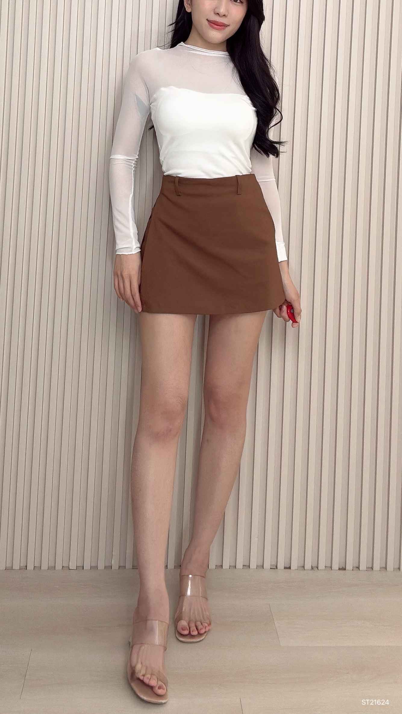 【LBP独家】 时尚假两件设计高腰裤裙 (ST21624)