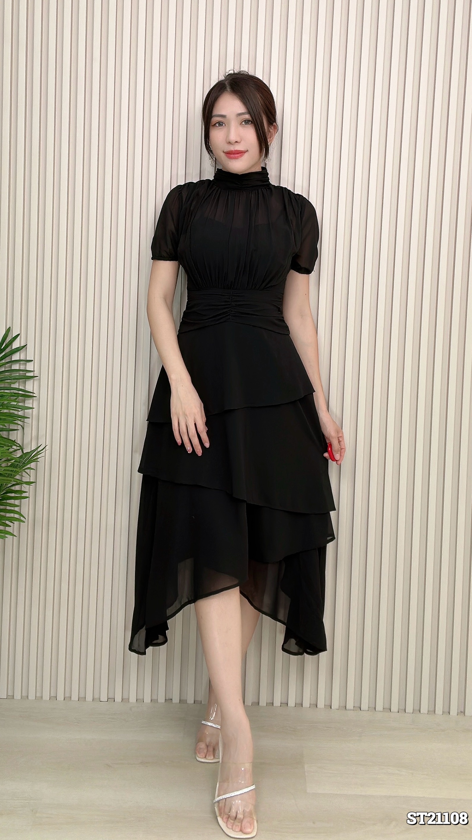 甜美褶皱收腰蛋糕连身裙 (ST21108) - 特价-La'Belle Fashion Boutique Sdn Bhd