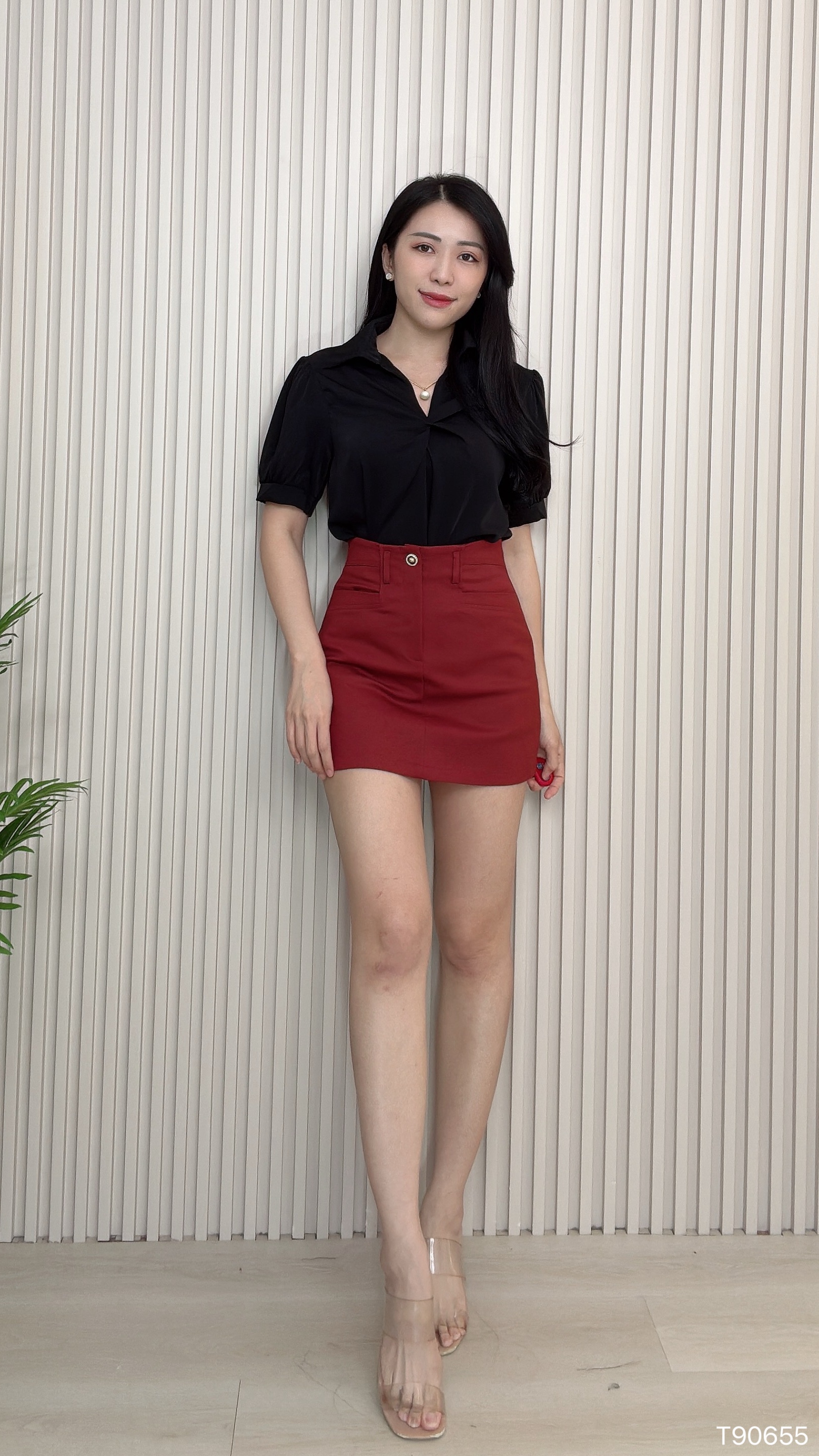 精致OL风宽松扭结设计上衣 (T90655)