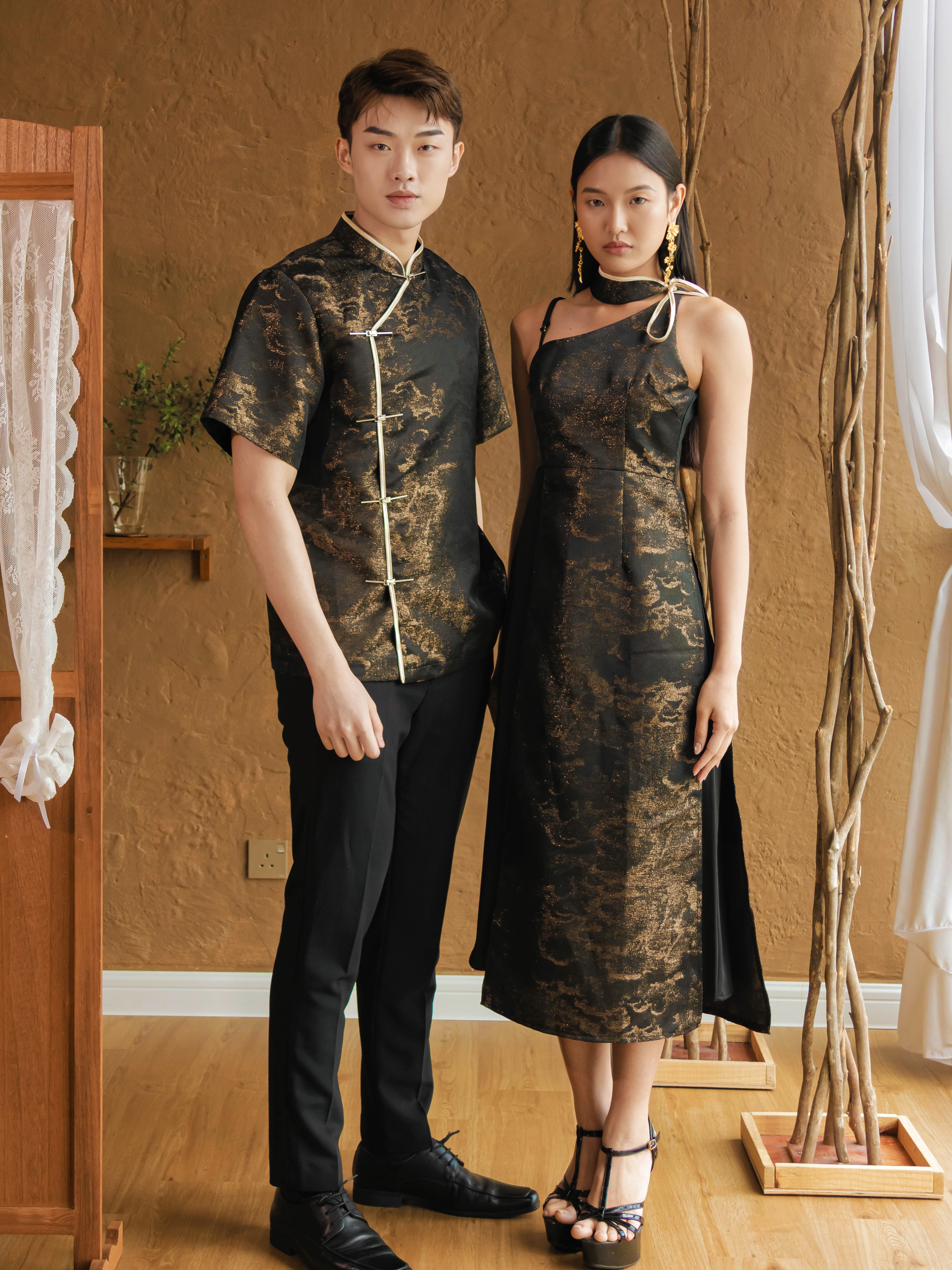 【金墨流芳】LBP 独家新年系列 改良版金属盘扣设计星空唐装上衣 (T90616)