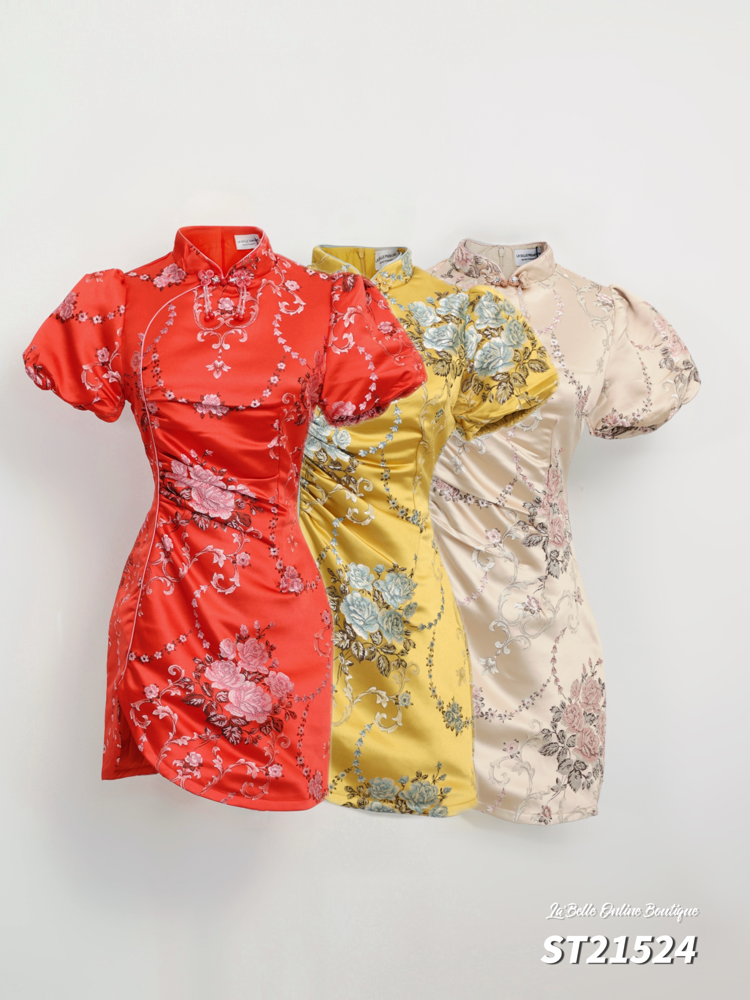 【LBP 独家新年系列】独特立体花盘扣设计立领旗袍 (ST21524)