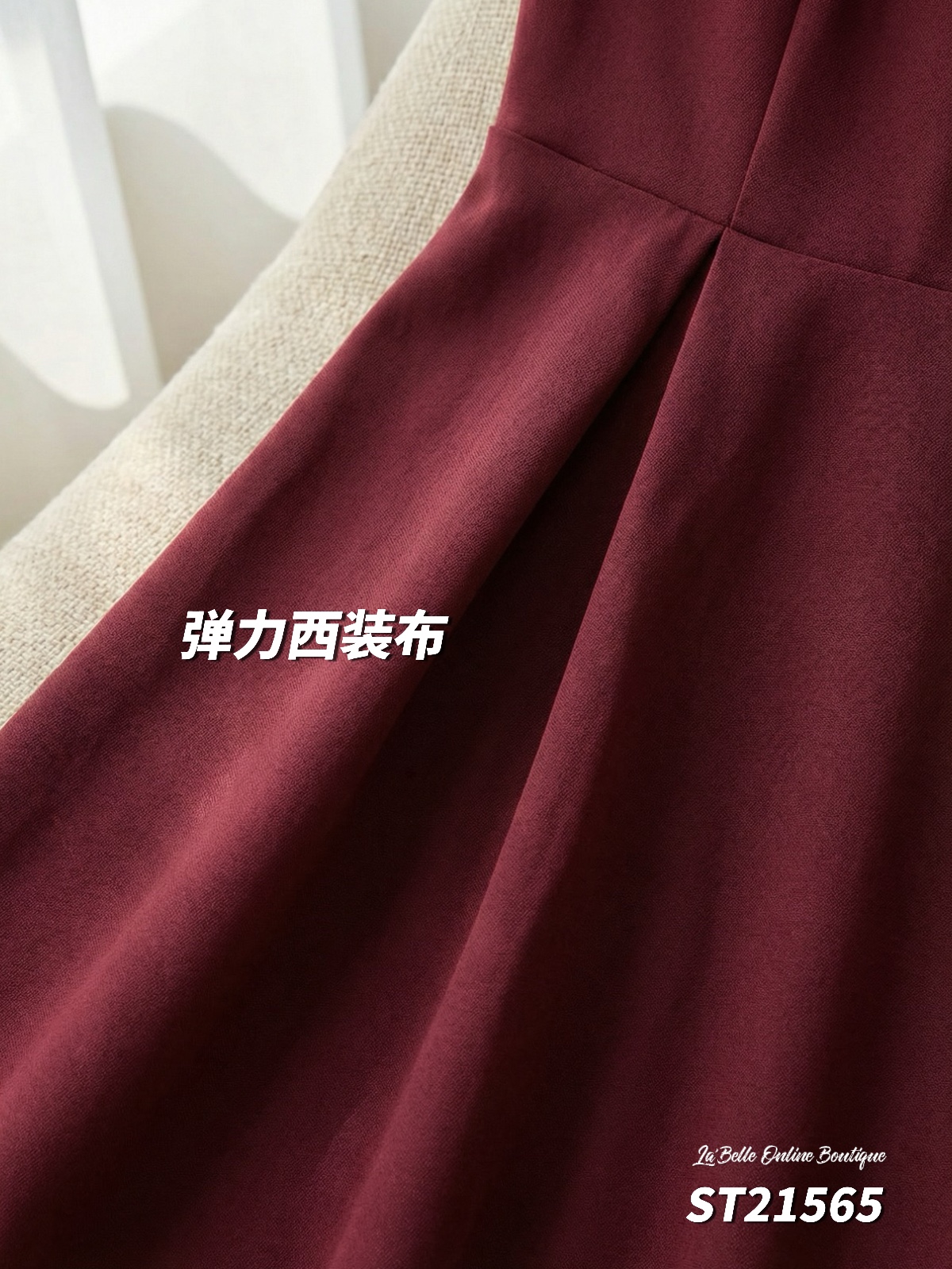 【LBP独家】高端V领假纽扣设计无袖连身裙  (ST21565)