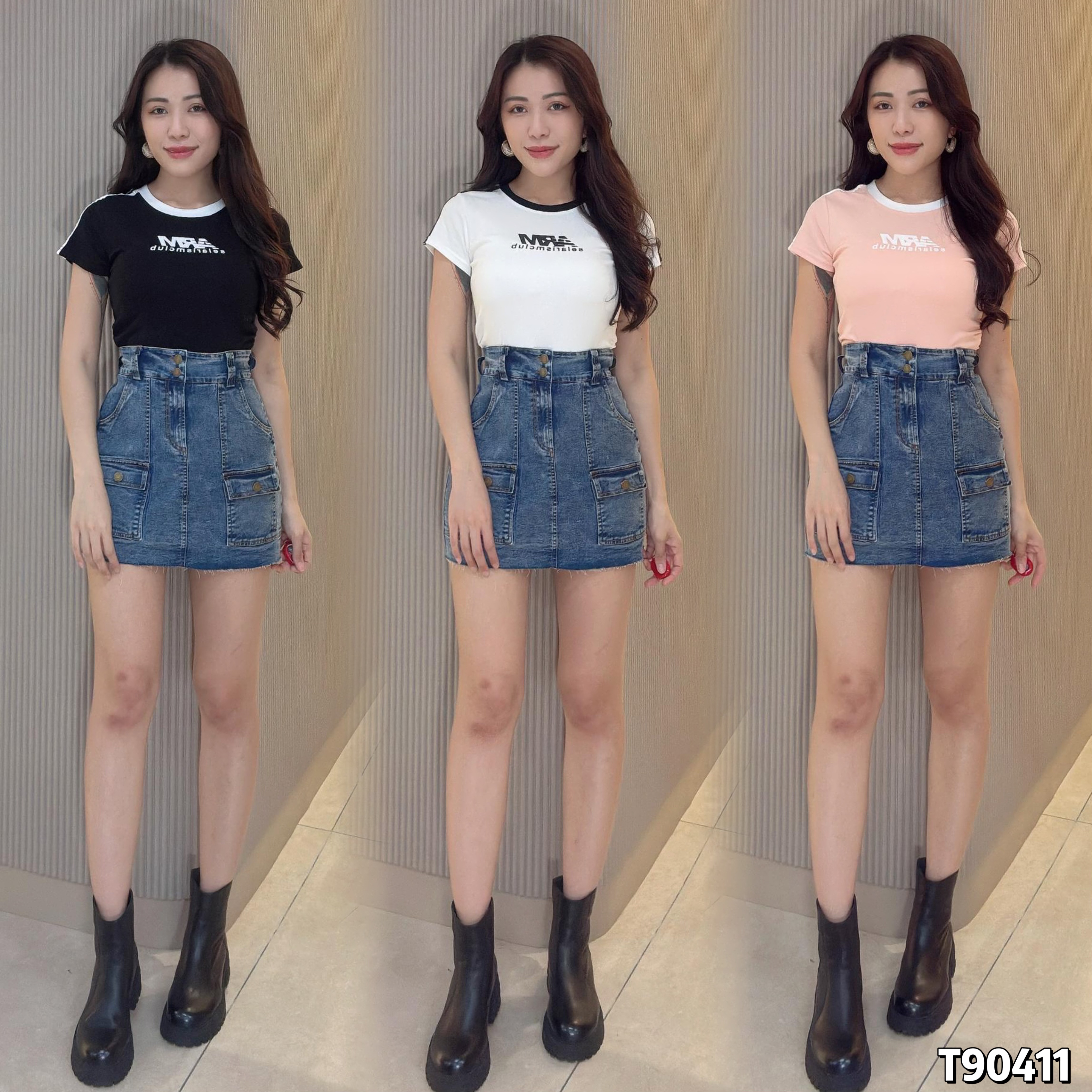 韩版双条纹撞色圆领字母上衣 (T90411) -新品福利-La'Belle Fashion Boutique Sdn Bhd