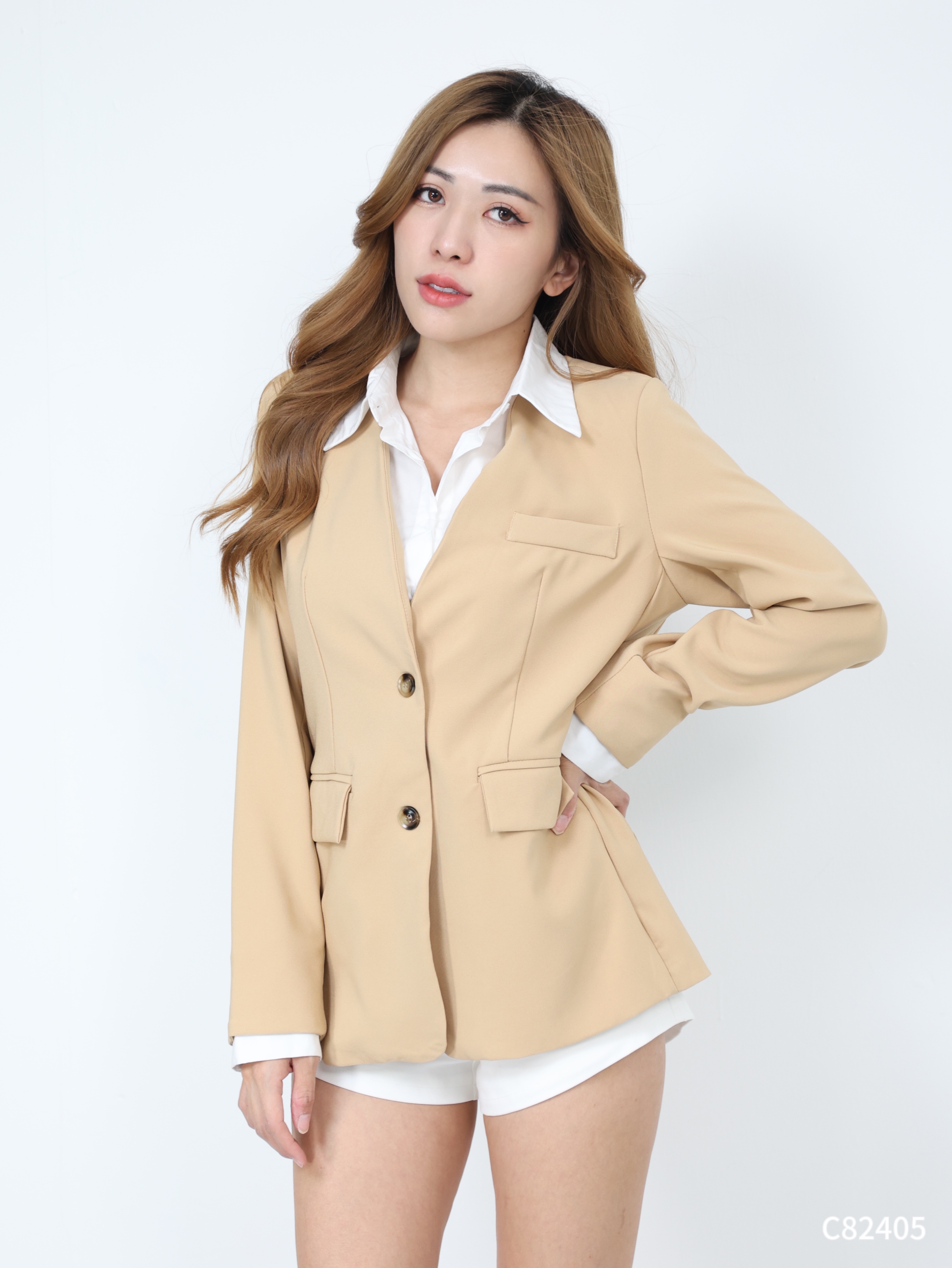 【LBP独家】时尚假两件拼接外套 (C82405) - 特价-La'Belle Fashion Boutique Sdn Bhd