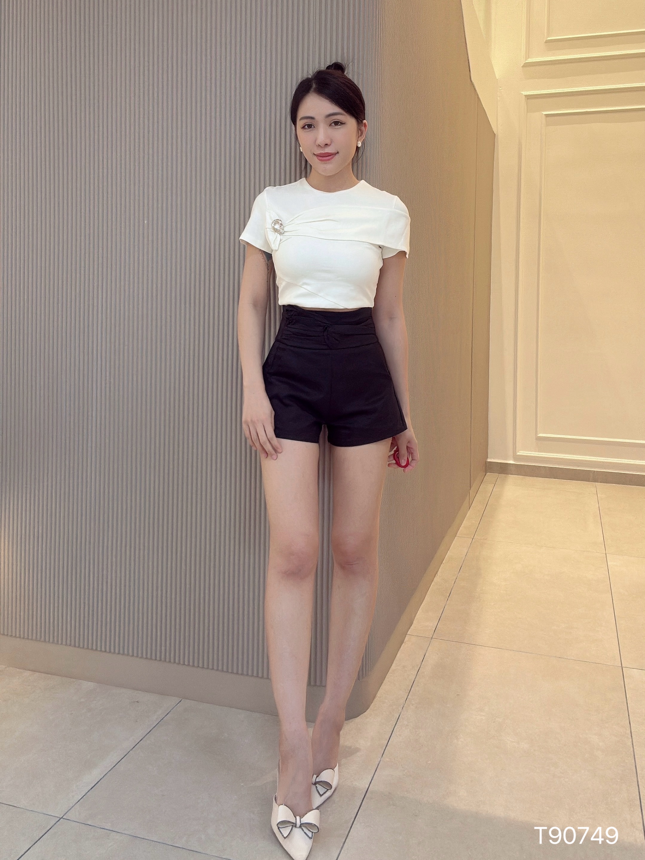 千金感蝴蝶结后背银拉链设计上衣 (T90749)