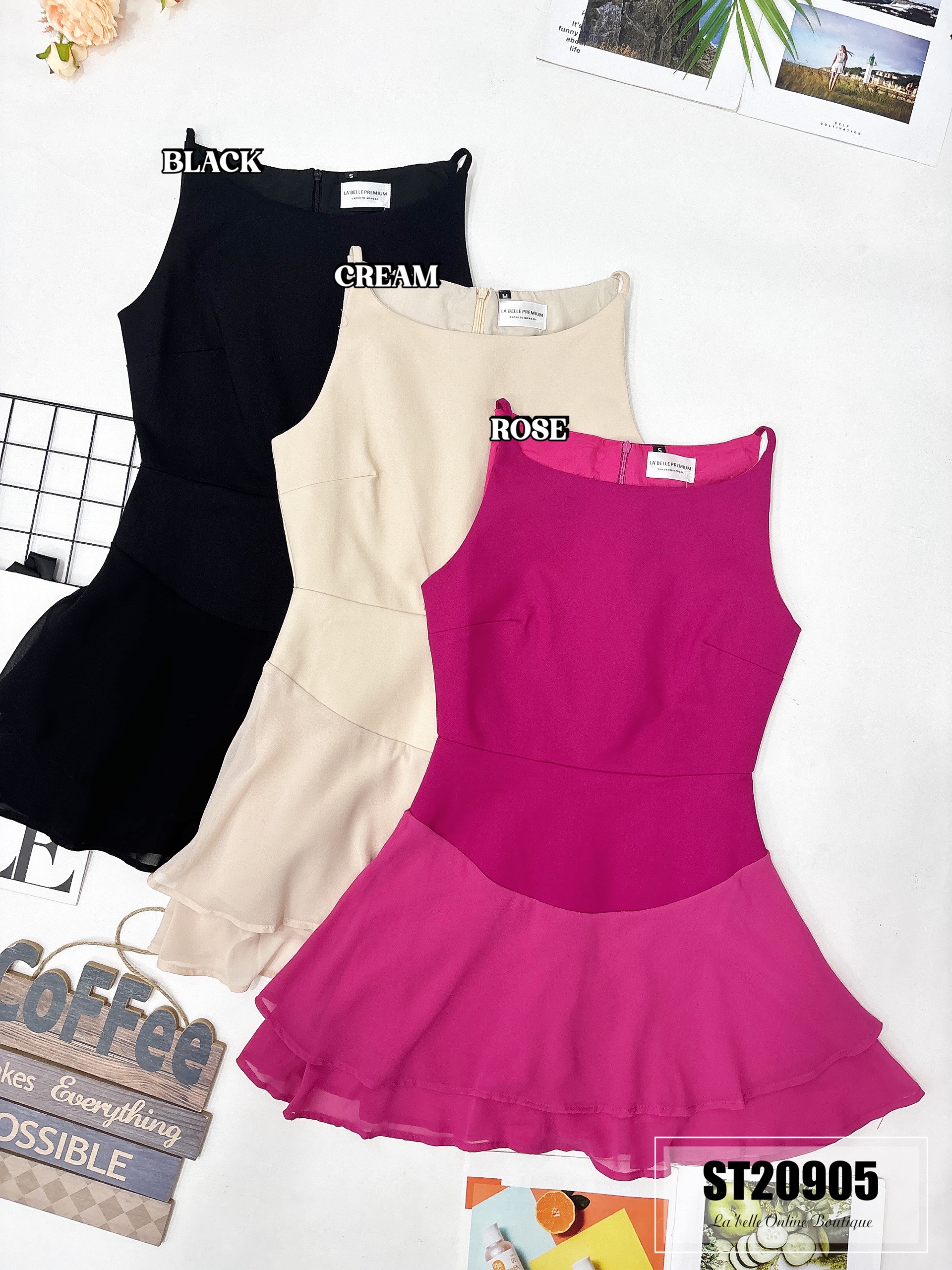 【LBP独家】法式无袖荷叶边连身裤裙 (ST20905)