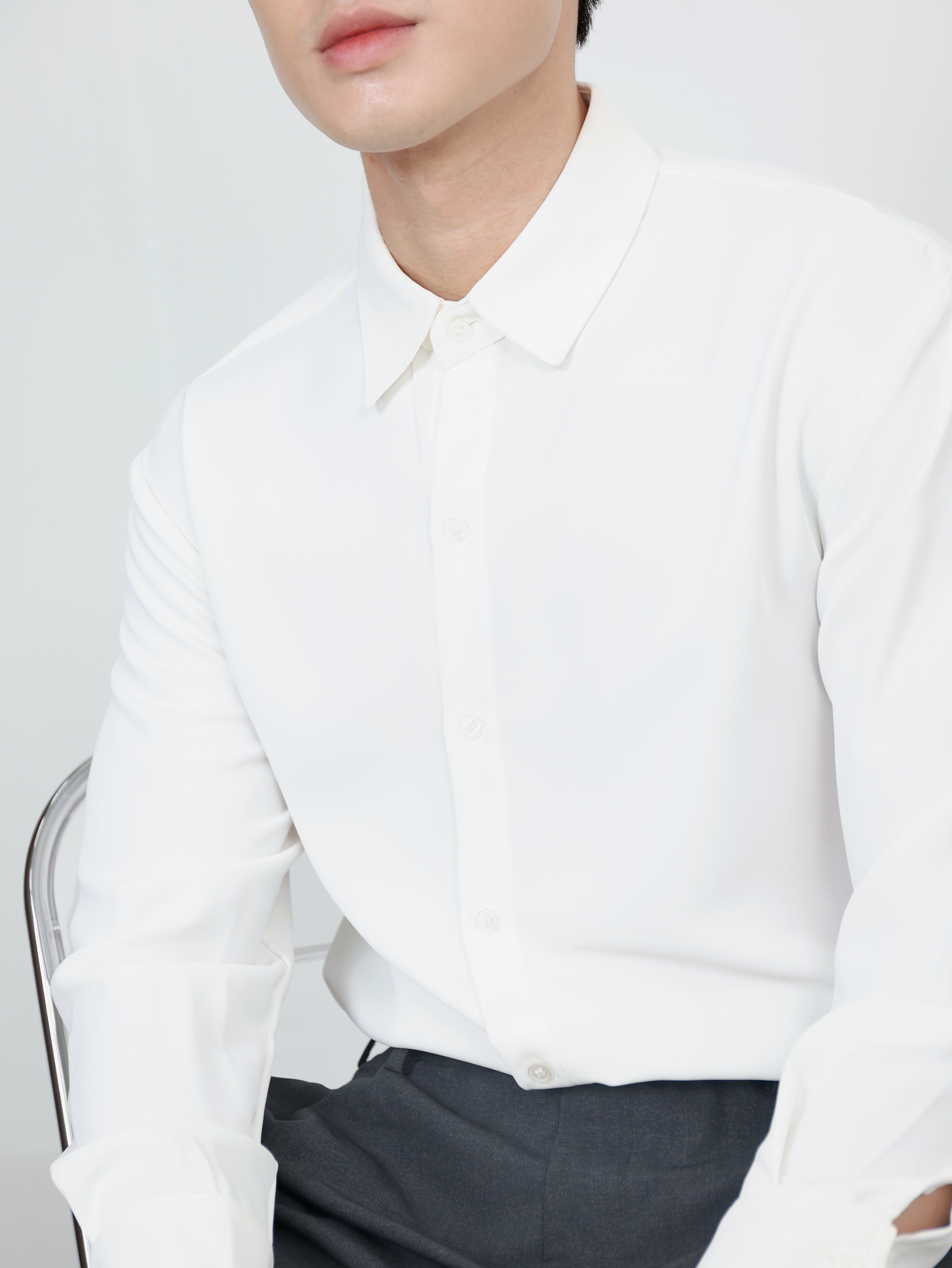 【STICKMEN】Elite 高级感纯色透气长袖上衣 (SM100102 WHITE)-La'Belle Fashion Boutique Sdn Bhd