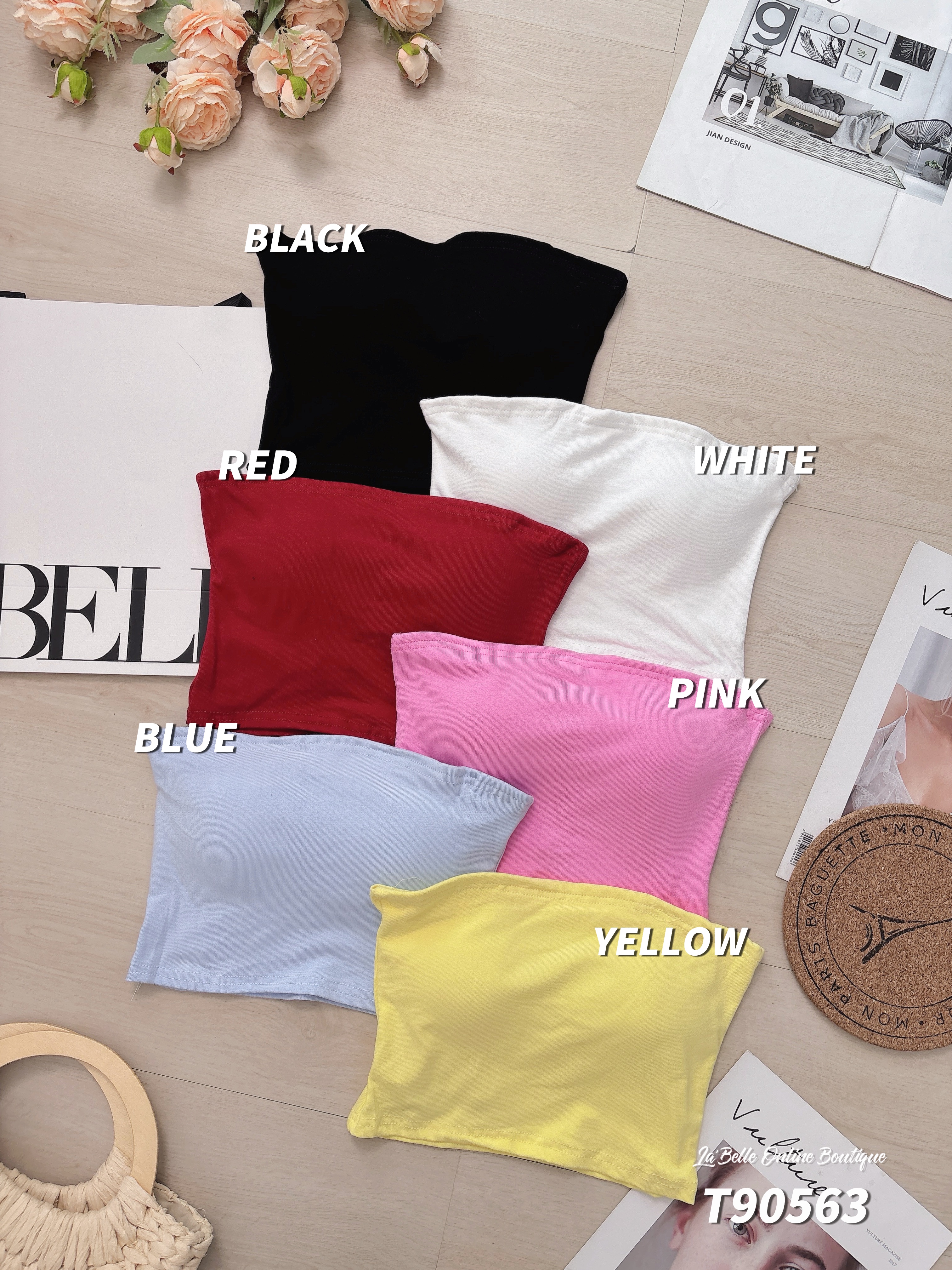 百搭辣妹纯色抹胸上衣/内搭 (T90563)